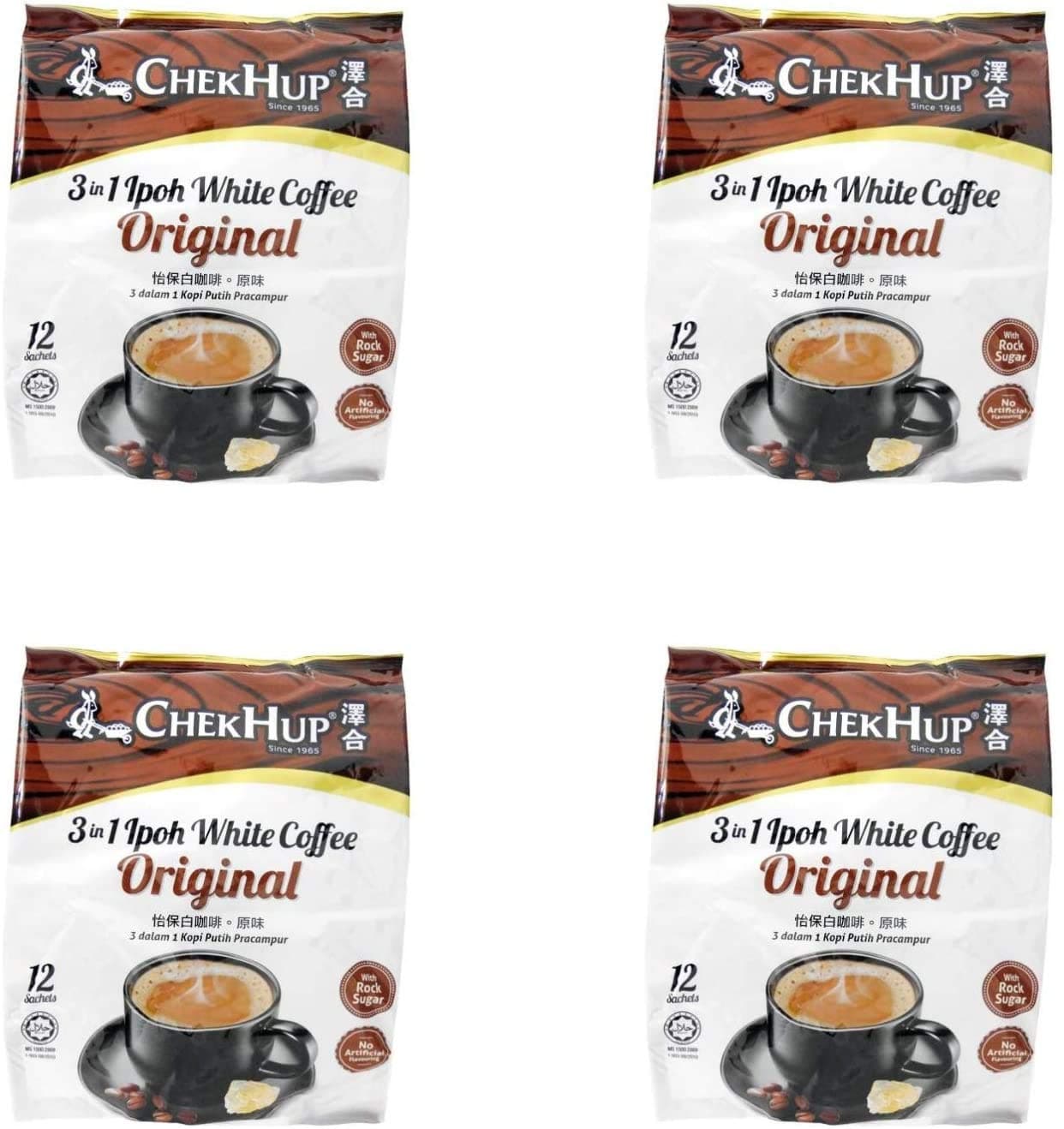 4 Pack Chek Hup 3 in 1 Ipoh White Coffee - Original Imported from Malaysia (4x12 sachets)