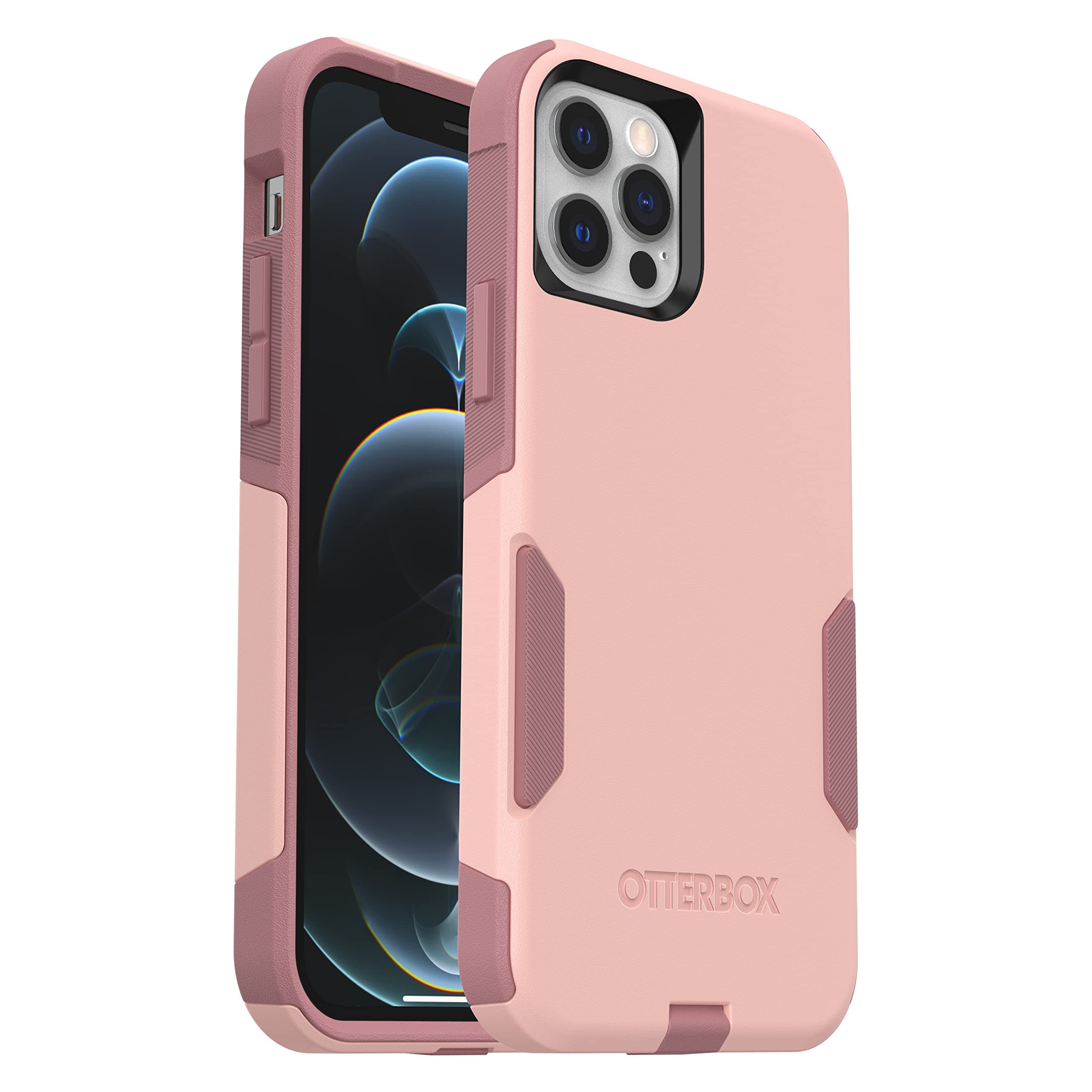 OtterBox iPhone 12 & iPhone 12 Pro Commuter Series Case - Ballet Way (Pink Salt/Blush), Slim & Tough, Pocket-Friendly, with Port Protection