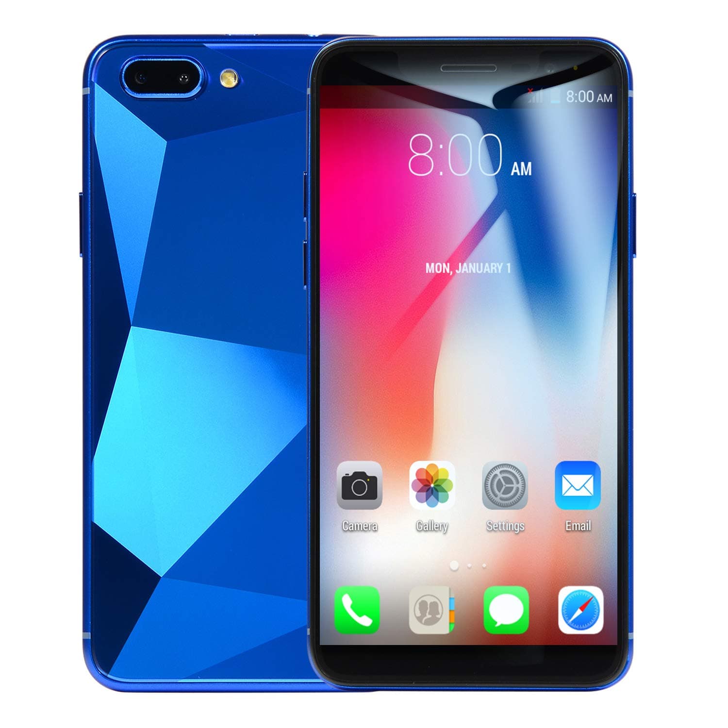 SIM-Free Mobile Phones, Unlocked P9+ Android GO 3G Smartphone with 6.0 Inch HD IPS Display, 3200mAh Big battery,1GB RAM+ 8GB ROM Quad-core, Dual SIM Dual Cameras (R17-Blue)