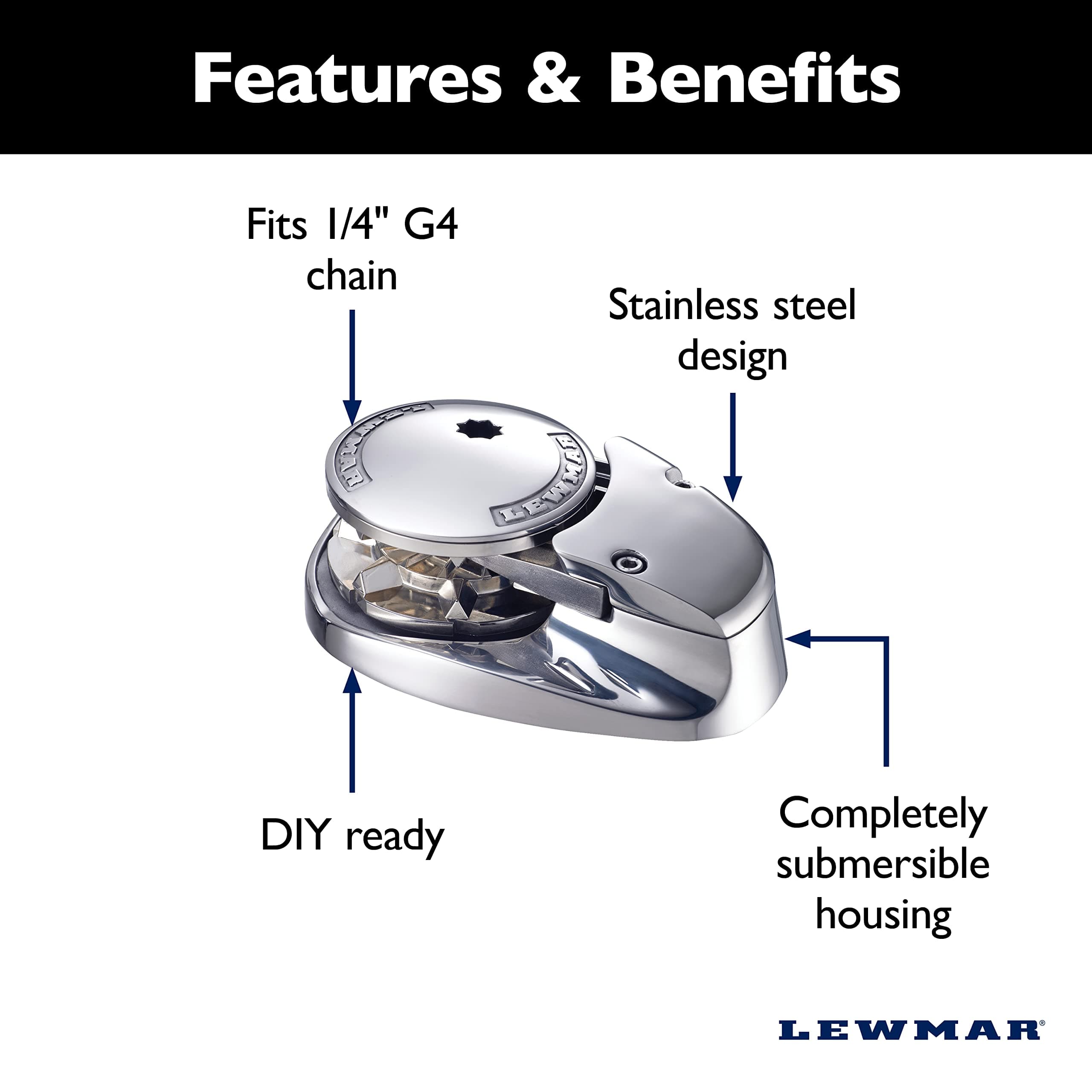 Lewmar® V700 12V 1/4" with Breaker, Rocker Switch and Control Box