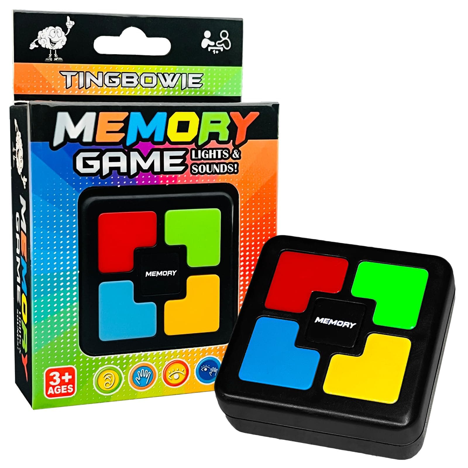 tingbowie Lights Up Memory Game Handheld Electronic Toy, Color Memorizing with Lights and Sounds