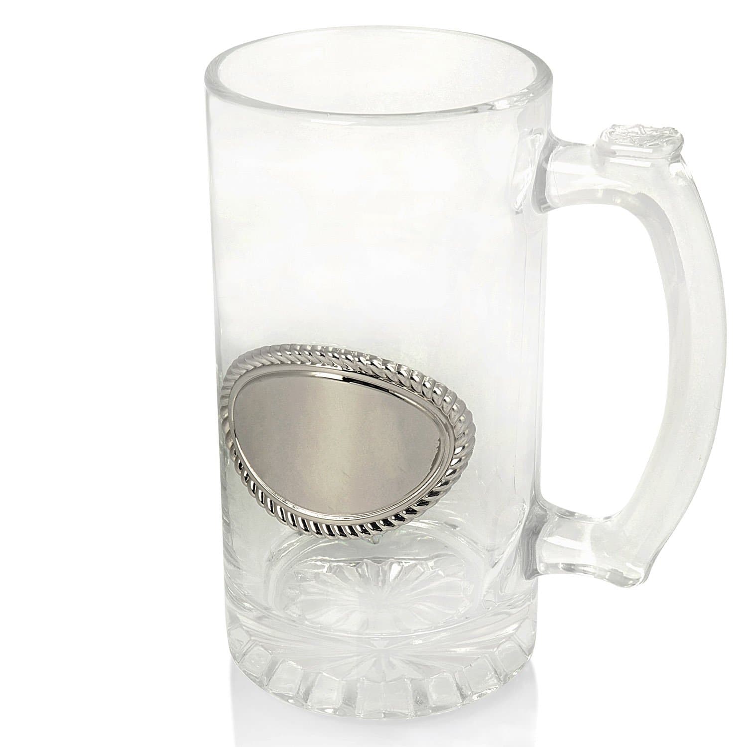 Personalised Glass Pint Tankard with Engraving Plaque
