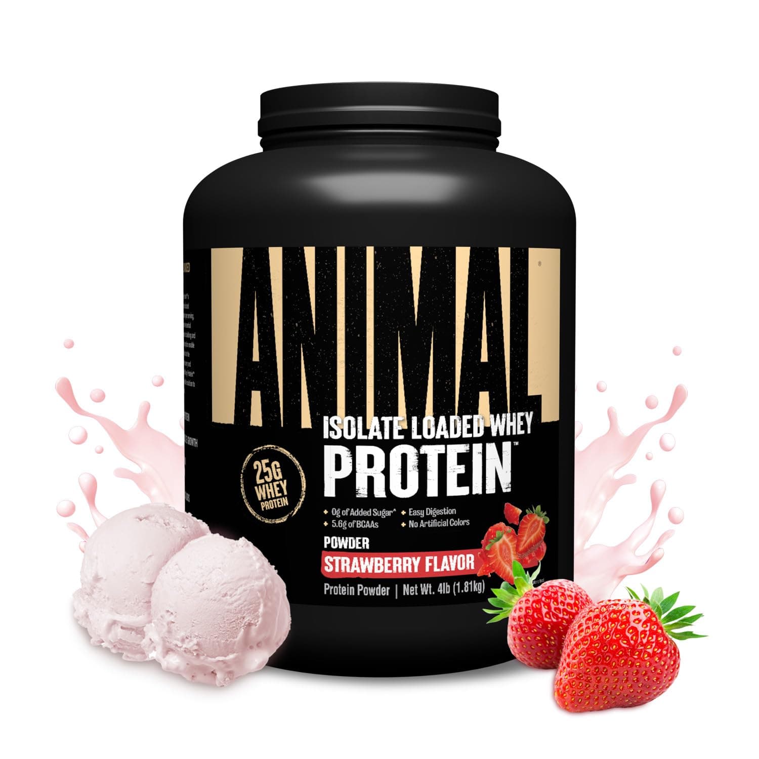 Whey Isolate Protein Powder - Loaded for Pre & Post Workout Muscle Builder and Recovery with Digestive Enzymes for Men & Women - 25g Protein, Great Taste, Low Sugar - Strawberry 4 lbs