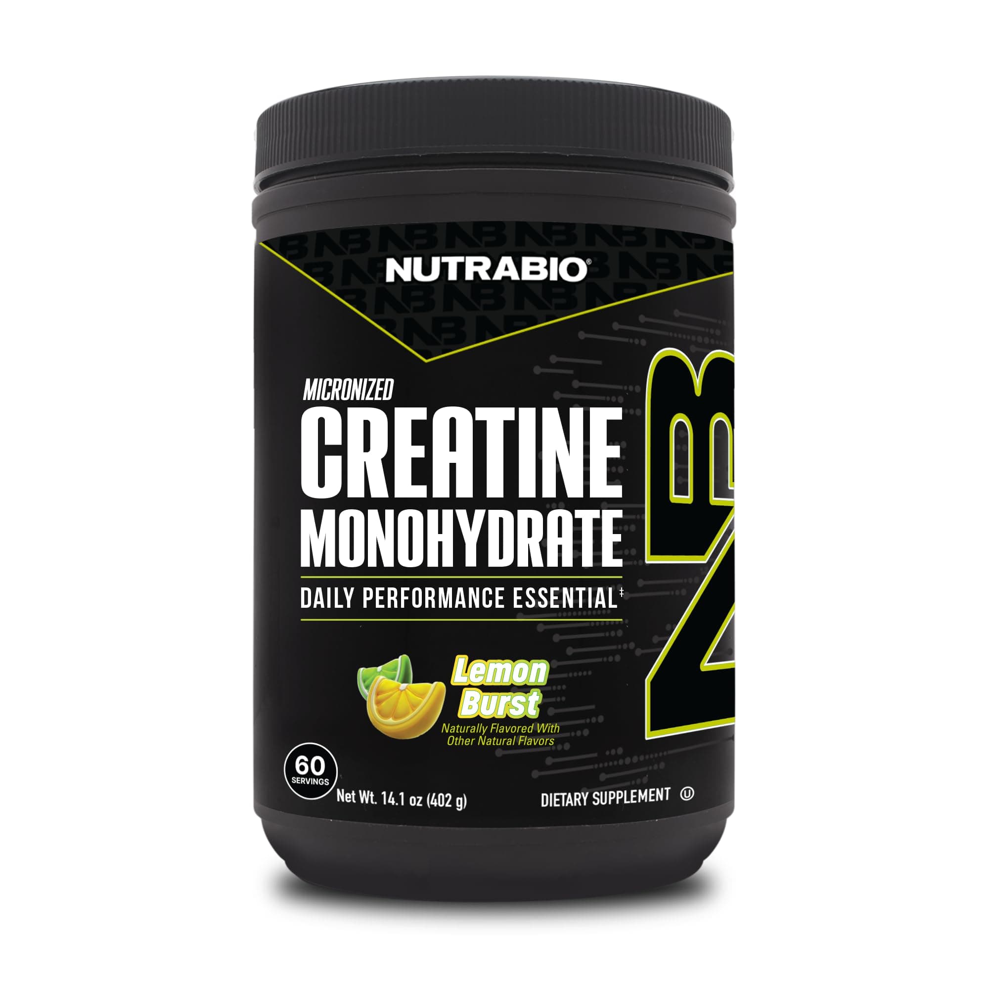 NutraBio Pure Micronized Creatine Monohydrate Powder Supplement, Lemon Burst, (300 g) - Supports Bulk Muscle Energy, Recovery, and Strength - HPLC Tested Creatine Powder Supplement for Men and Women