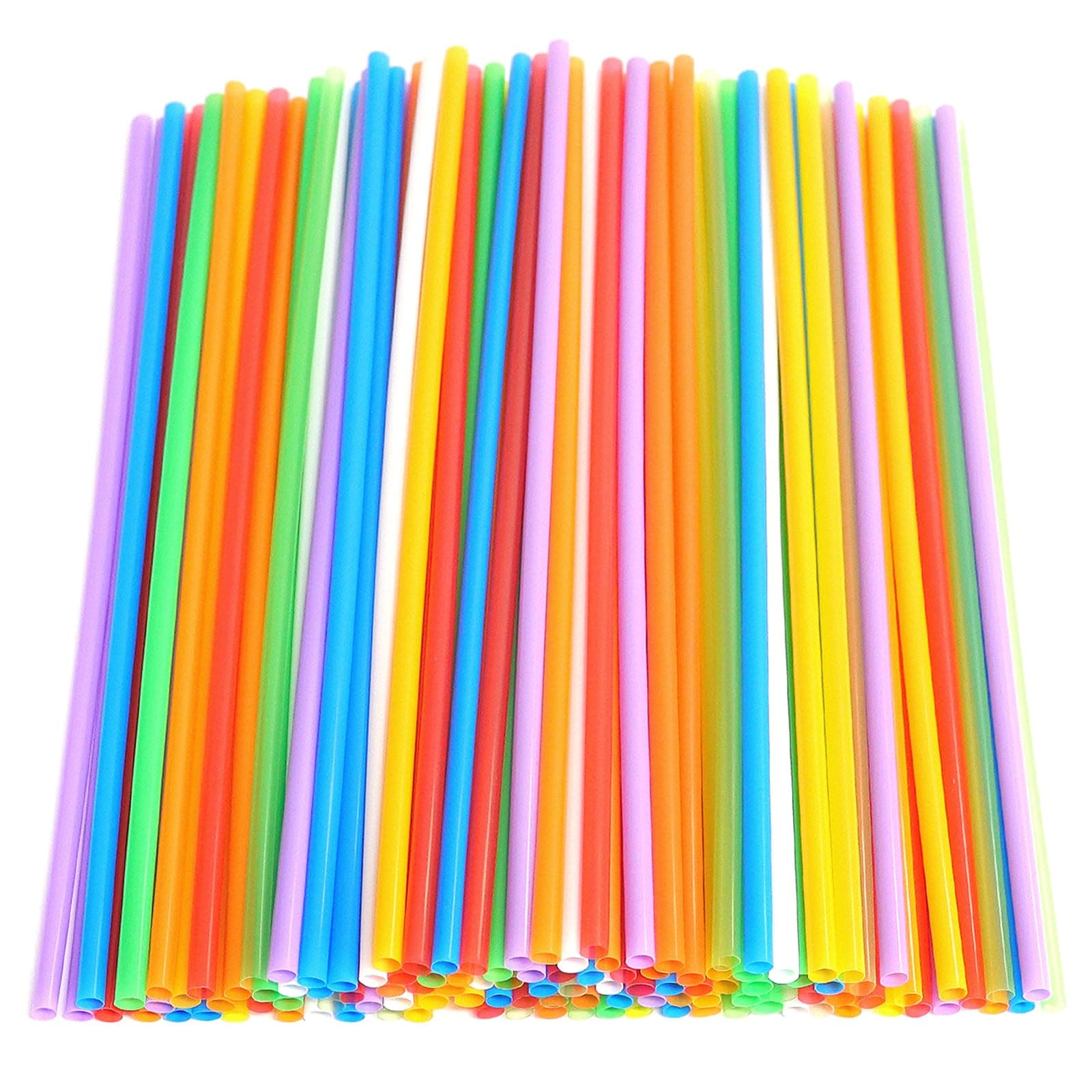 100 Pcs Colorful Plastic Straws, 10.26" Long and 0.23" Diameter, Long Disposable Drinking for Juice, Coffee, Milk, Cocktail.