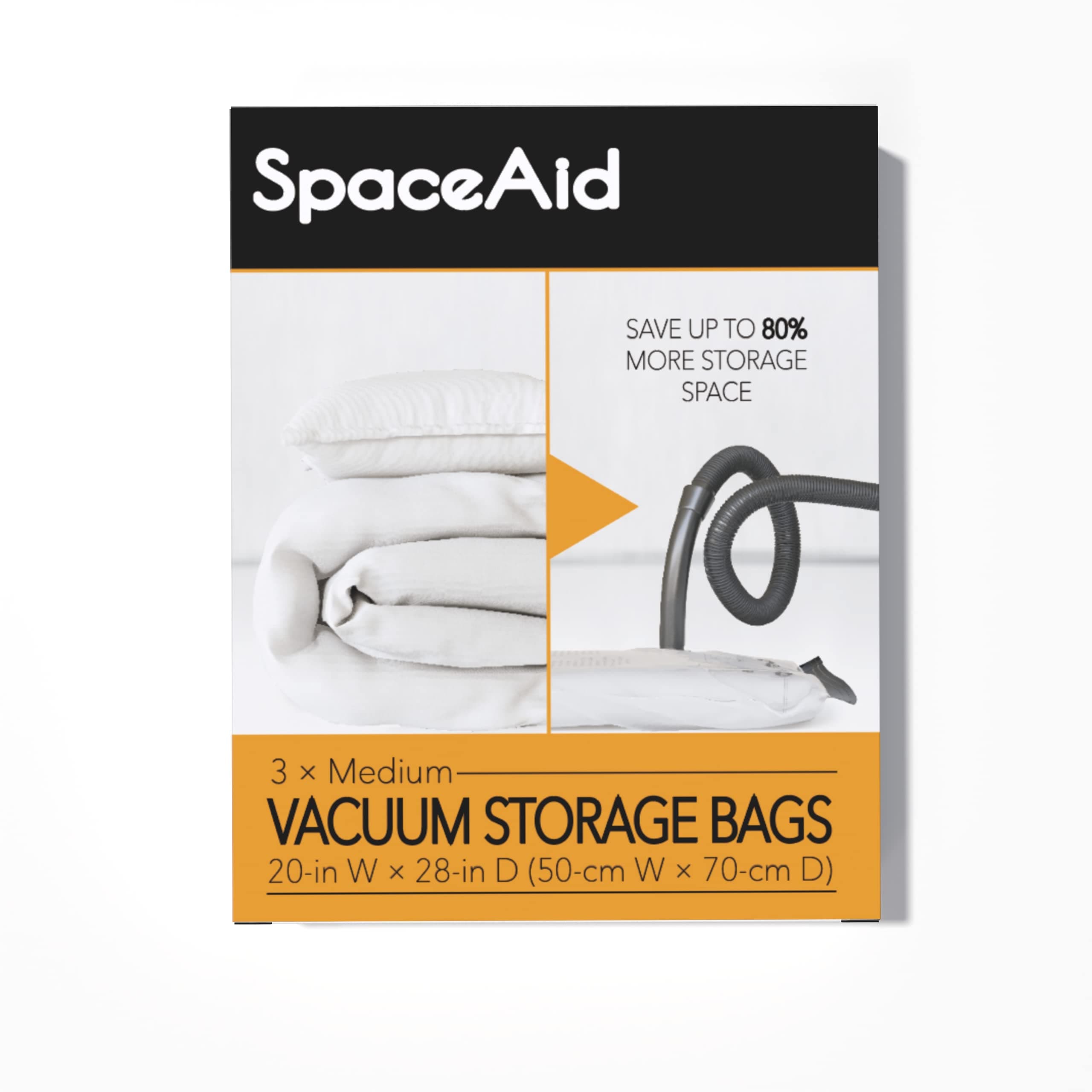 SpaceAid Vacuum Storage Bags, Space Saver Sealer Compression Bags for Comforters, Blankets, Pillows, Bedding, Clothes (Medium 3 Pack)