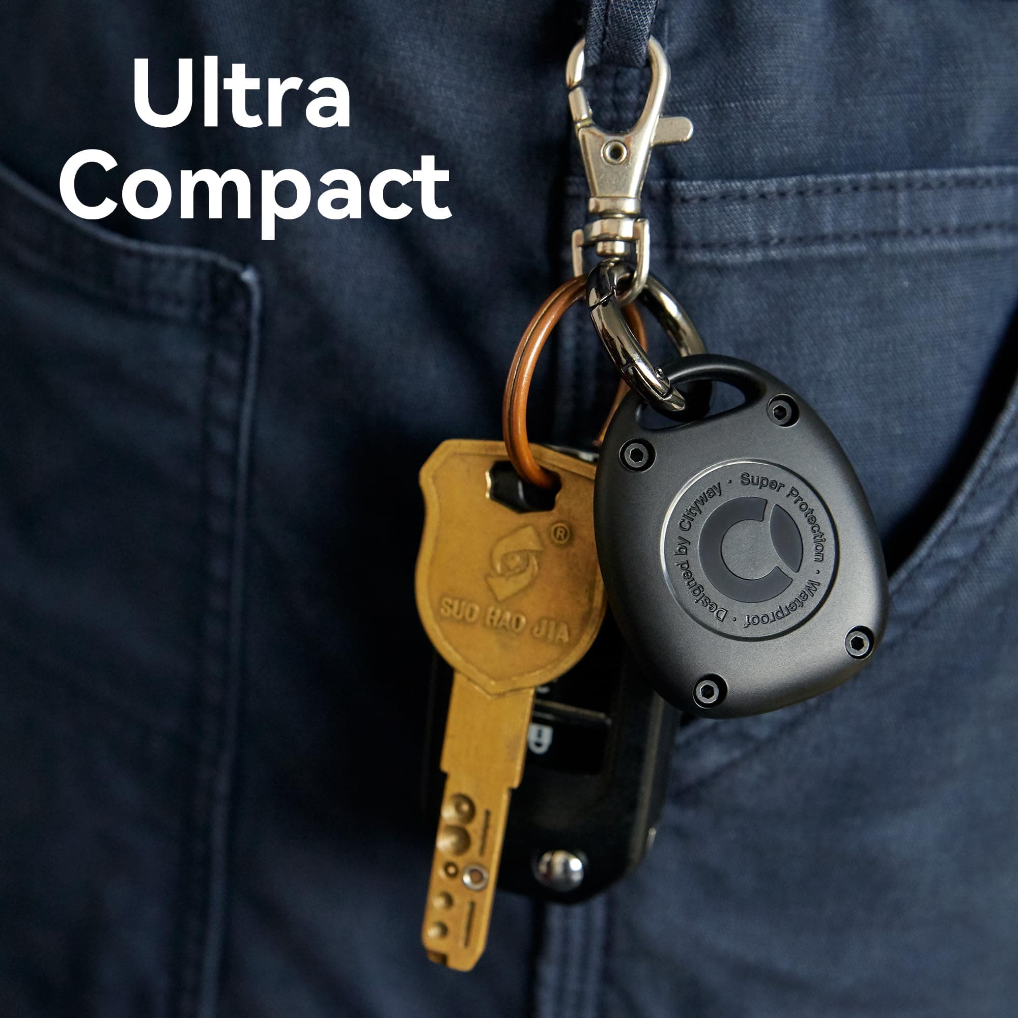 (4 Pack) for AirTag Keychain Holder Case | IPX8 Waterproof, Ultra-Compact | Portable for Air Tag Holder Cover for Backpack, Keys, Luggage - 2 Black/2 Blue