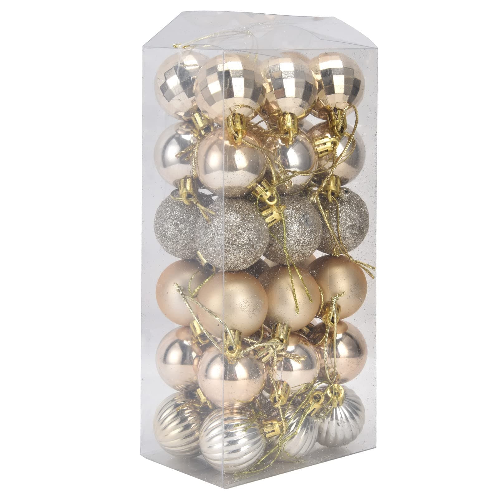 Christmas Ball Ornaments, 4cm Diameter Safe Xmas Tree Decor Reusable Shatterproof PVC Sturdy 6 Styles for Festival Decoration(gold)