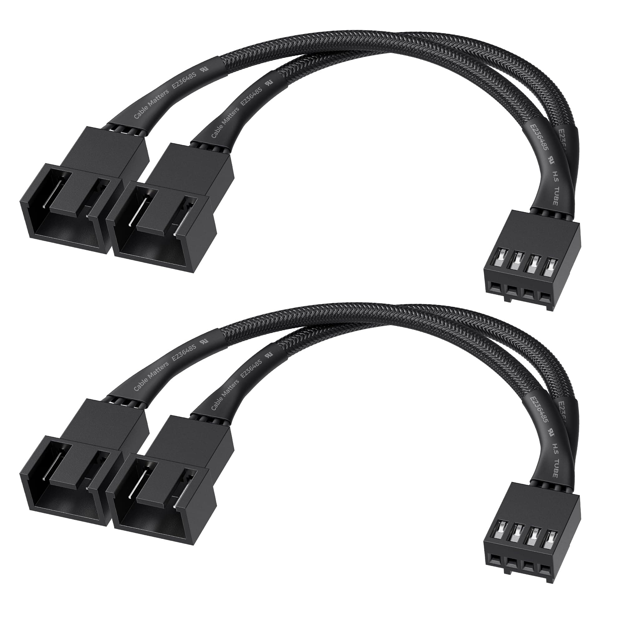 2-Pack PWM Fan Splitter Cable - 10cm, 1 to 2 Fan Splitter