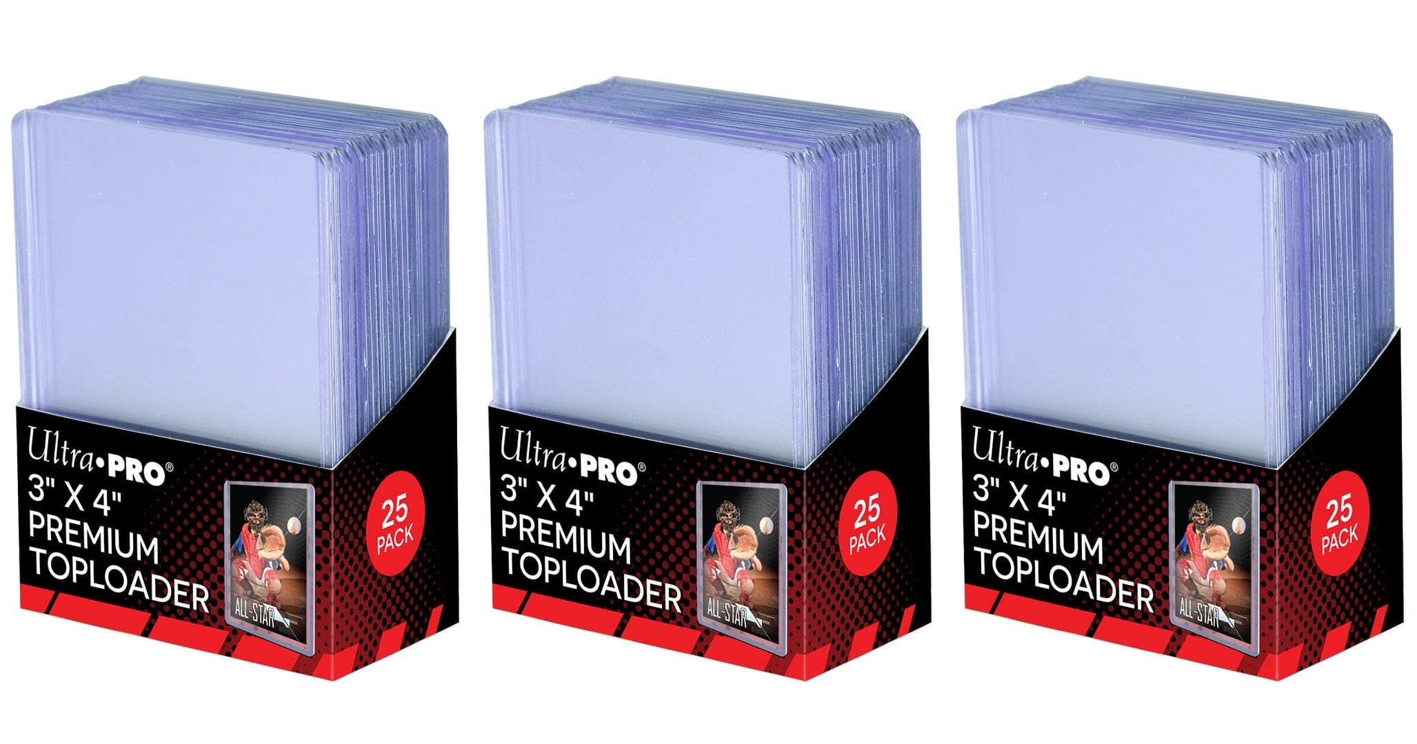 Ultra Pro 3" x 4" Super Clear Premium Toploader Card Protector | 25-Count per Pack | 3-Packs