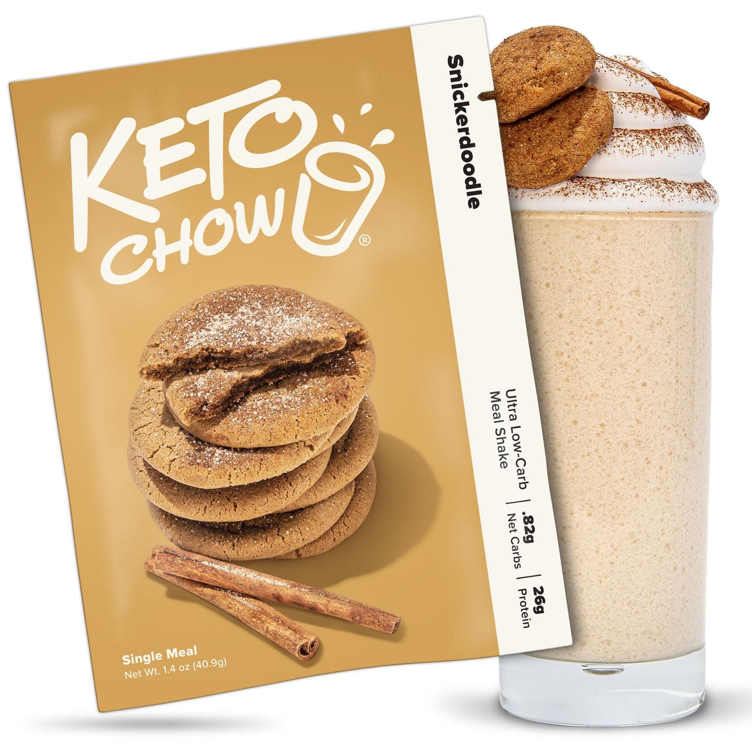 Snickerdoodle | Keto Meal Replacement Shake Powder | Nutritionally Complete | Low Carb | Delicious Easy Meal Substitute | Protein Rich You Choose The Fat | Single Meal Sample