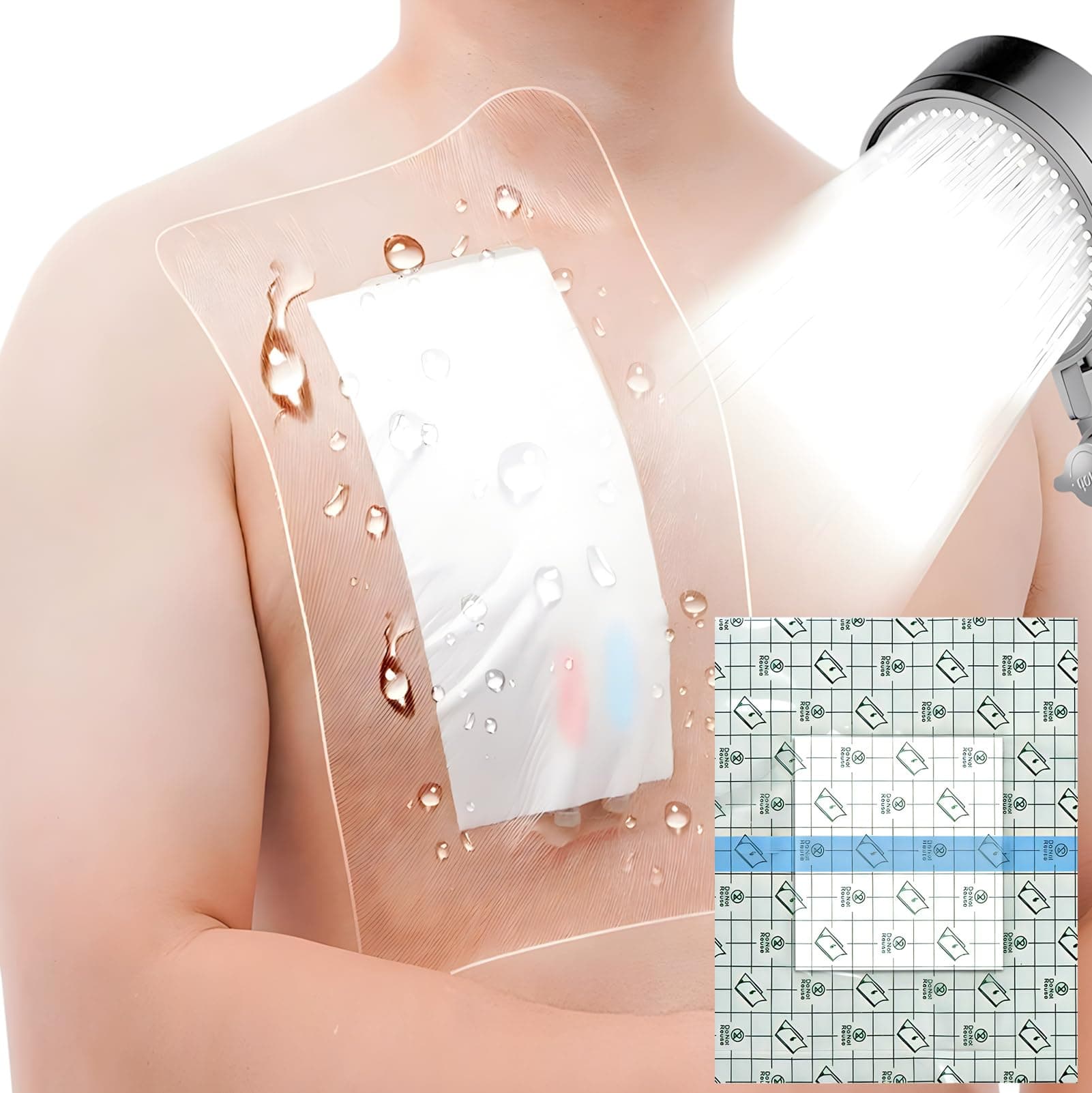 Waterproof Dialysis Catheter Shower Protector, with Non Stick Central Pad, Shower Cover for Chest Port Site Shield Large Bandages Feeding Tube G Tube Accesorries(10"x12"+Pad, Pack of 14)