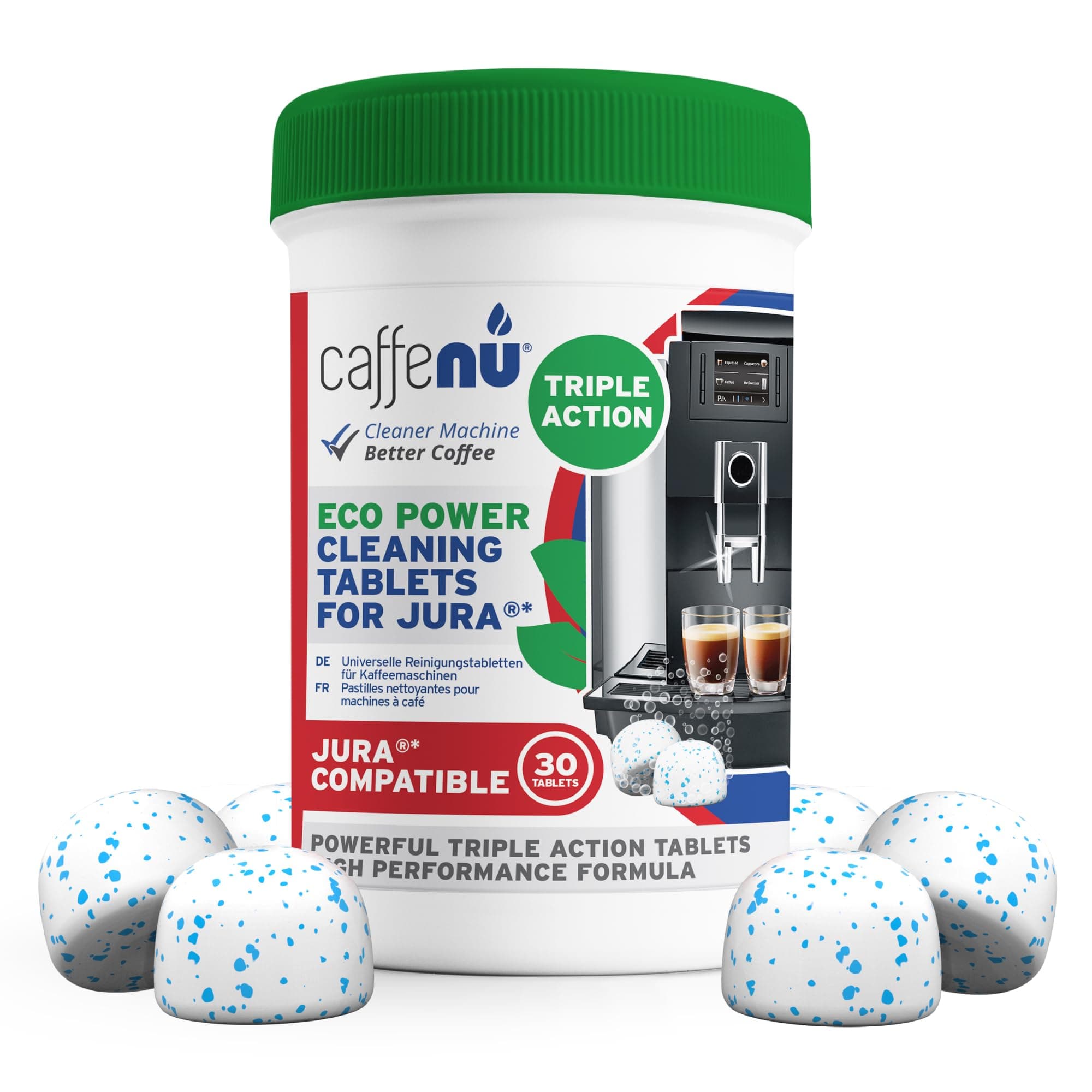 Jura Compatible Cleaning Tablets. 30 Coffee Machine Cleaner Tablets. Cleans Internal Parts, Portafilter, Inaccessible Areas.