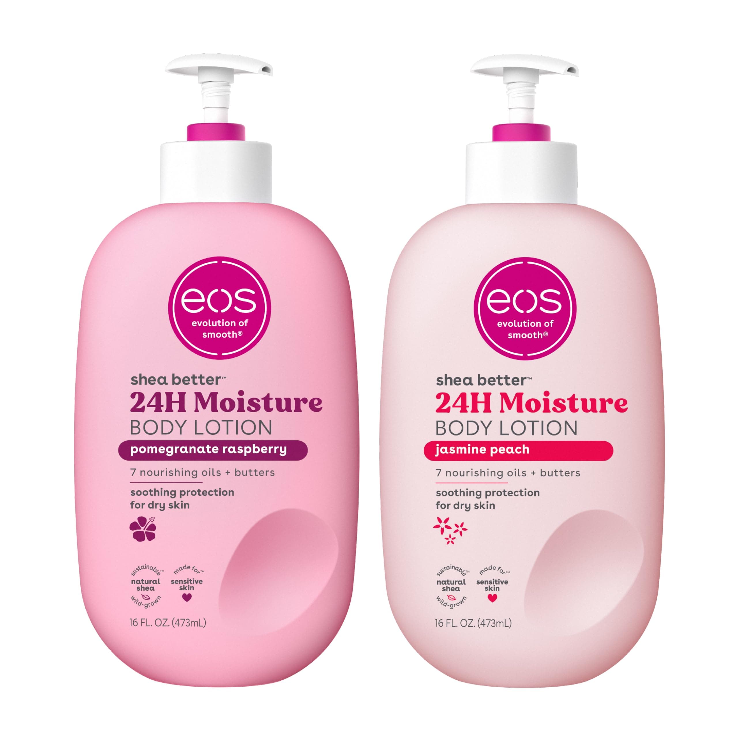 Shea Better Body Lotion Set- Jasmine Peach & Pomegranate Raspberry, 16 fl oz, 2-Pack