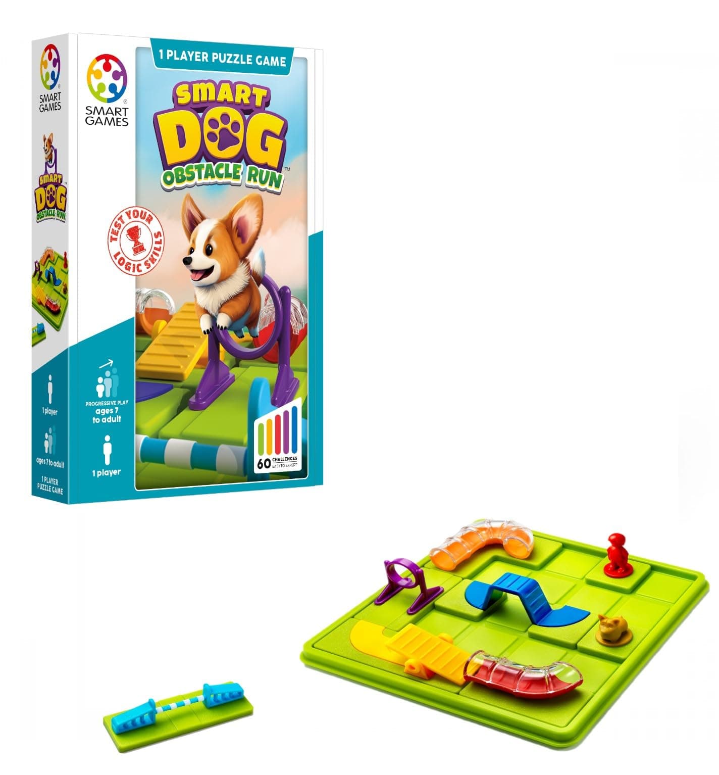 Smart Dog Obstacle Course, Fun IQ Brain Teaser Puzzle, Cognitive Development STEM Toy with 60+ Challenges, Travel Friendly Tabletop Educational Matching Puzzle Game, Suitable for Kids 7+