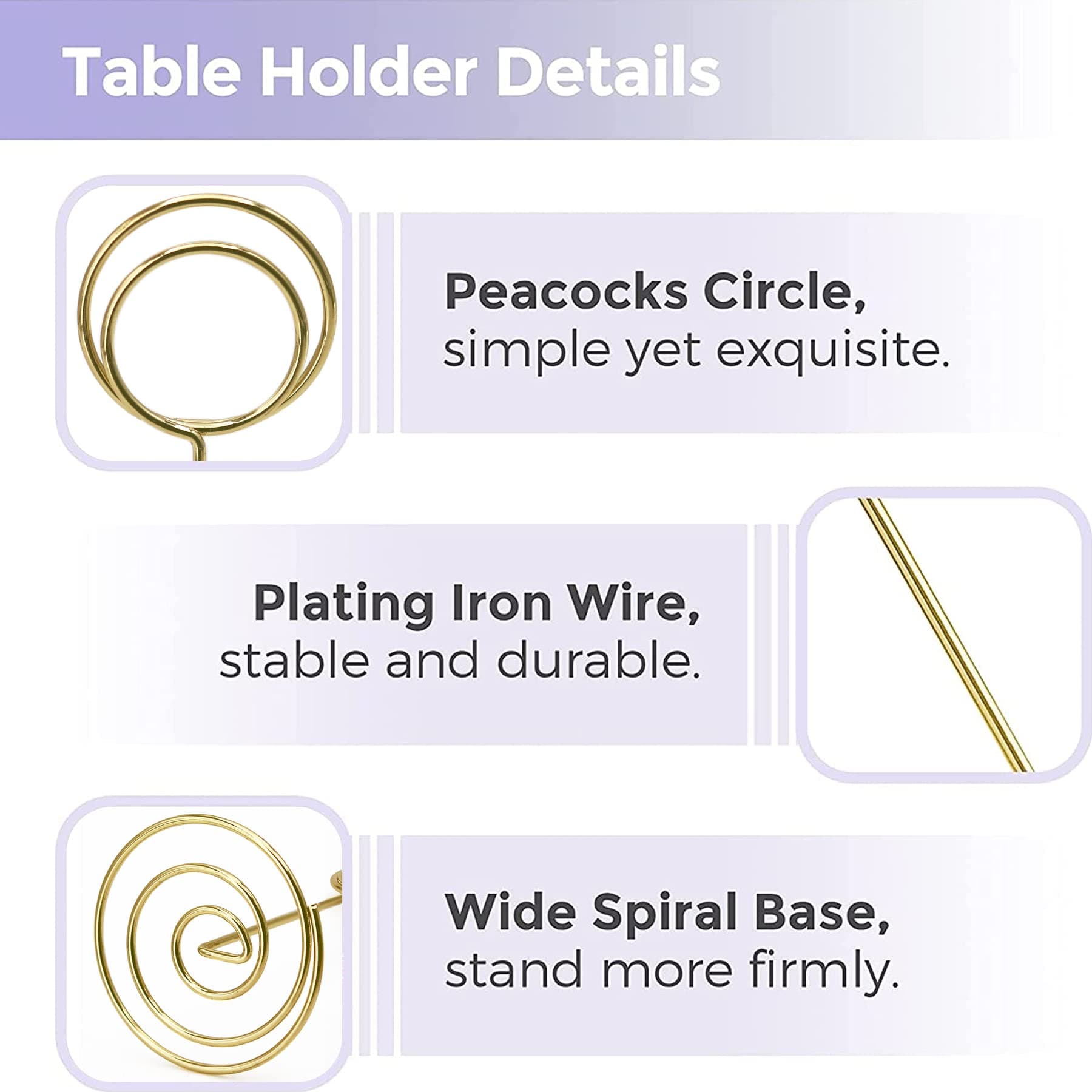 Table Number Holders 20Pcs - 3.35 Inch Place Card Holder Table Number Stands for Wedding Party Graduation Reception Restaurant Home Centerpiece Decorations Office Memo Picture Photo (Gold)