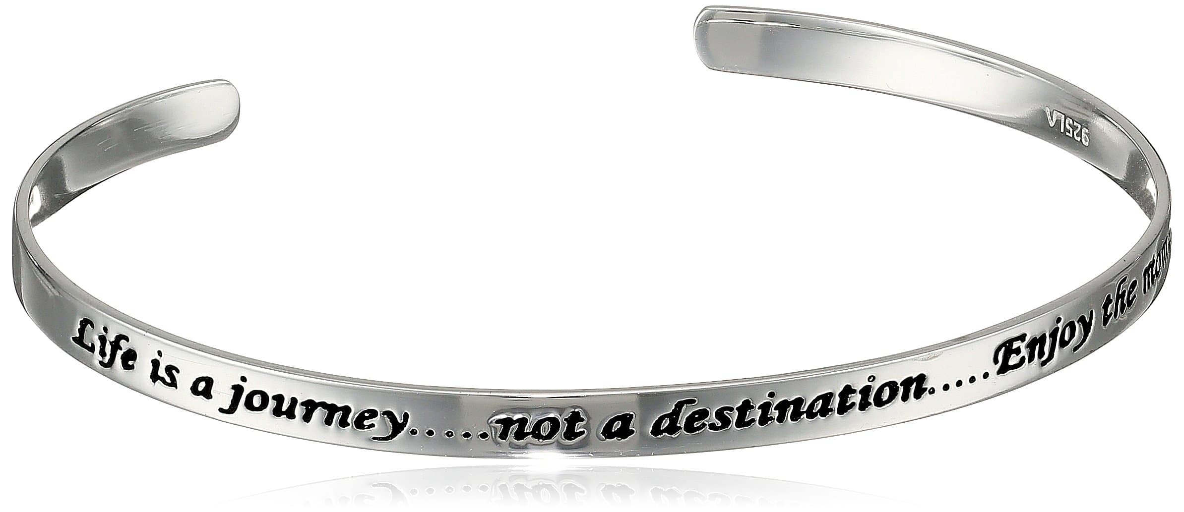 Sterling Silver "Life Is A Journey, Not a Destination, Enjoy The Moments" Cuff Bracelet