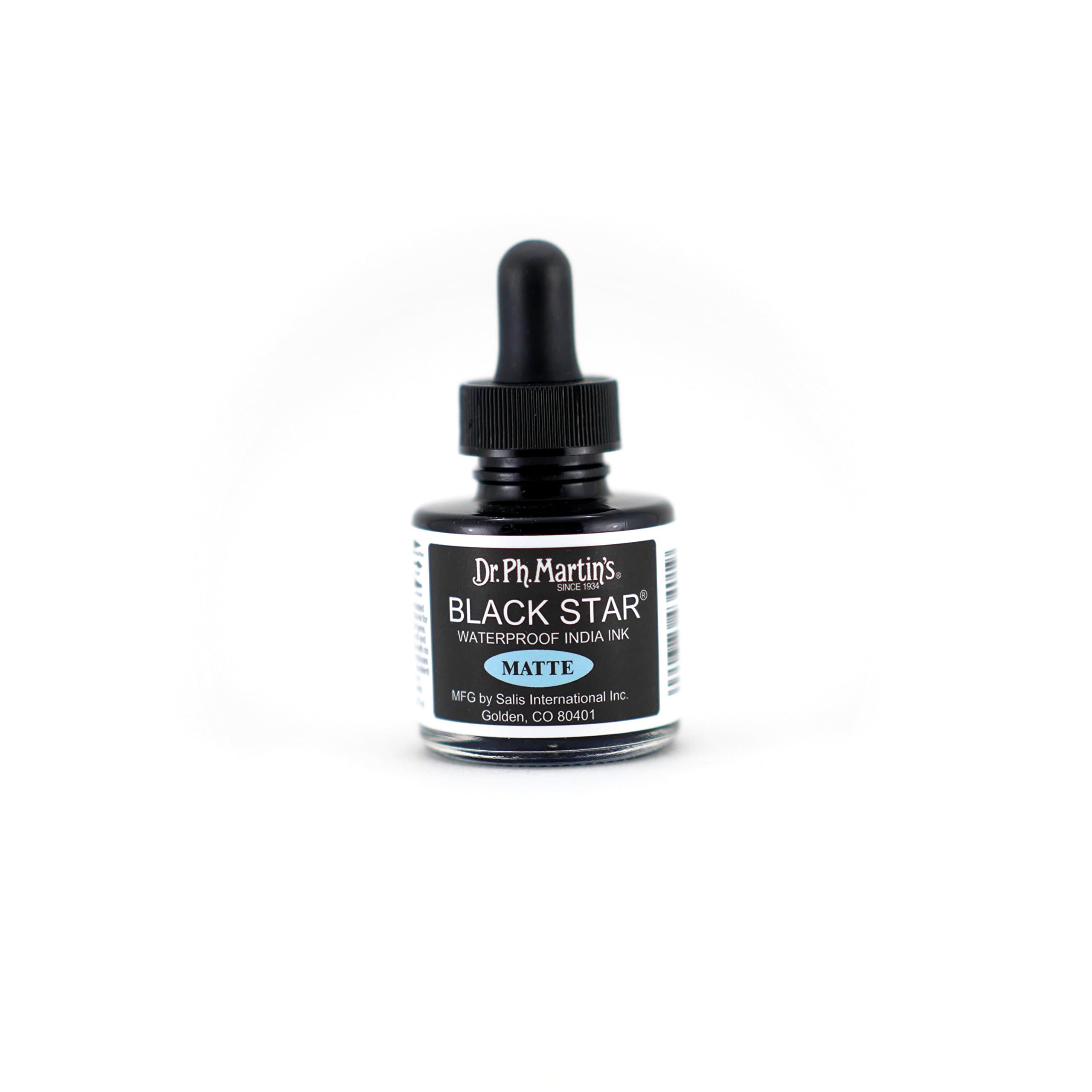 Dr. Ph. Martin's Black Star India Ink, 1.0 oz, Black, Matte