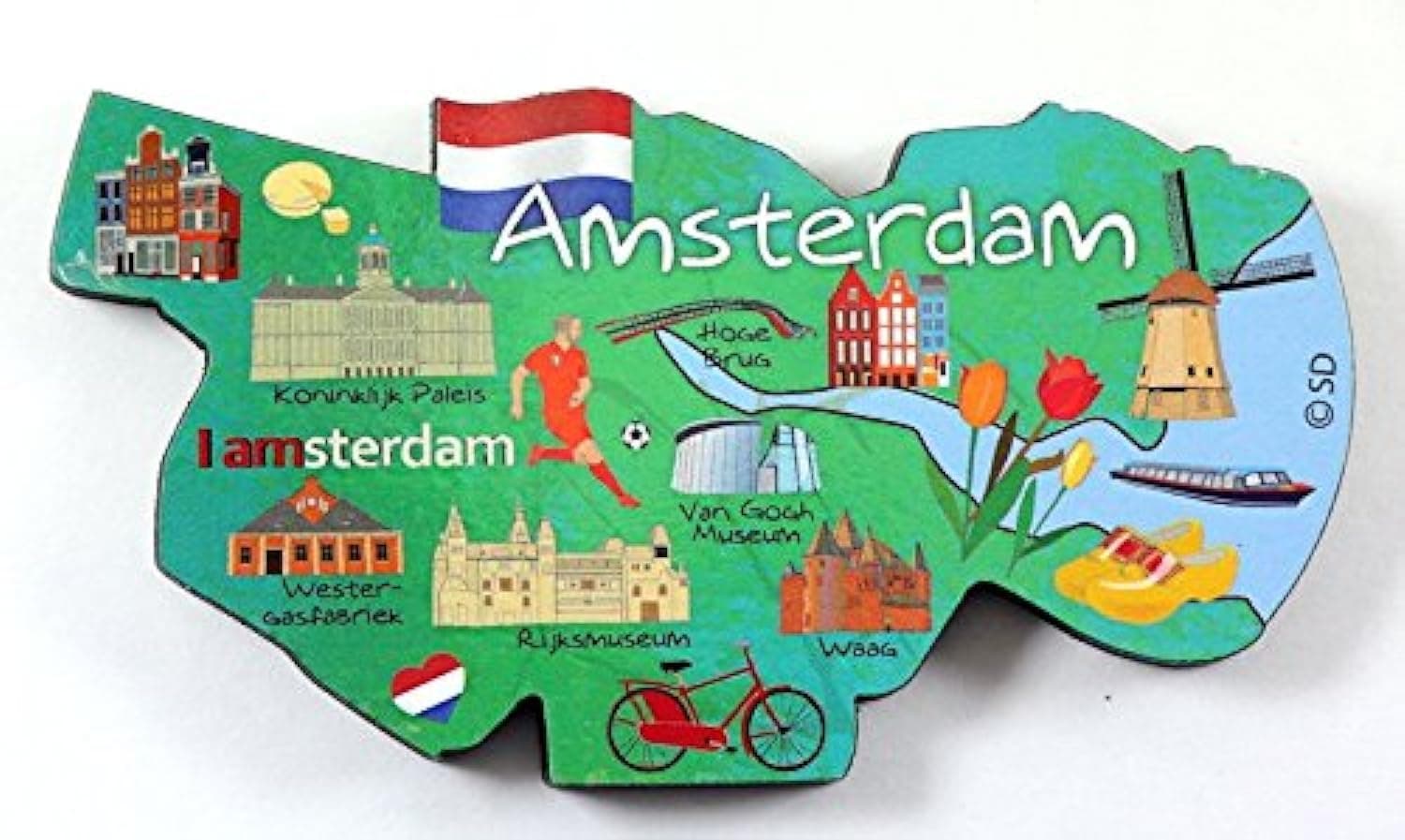 Amsterdam Netherlands Decowood Jumbo Wood Magnet