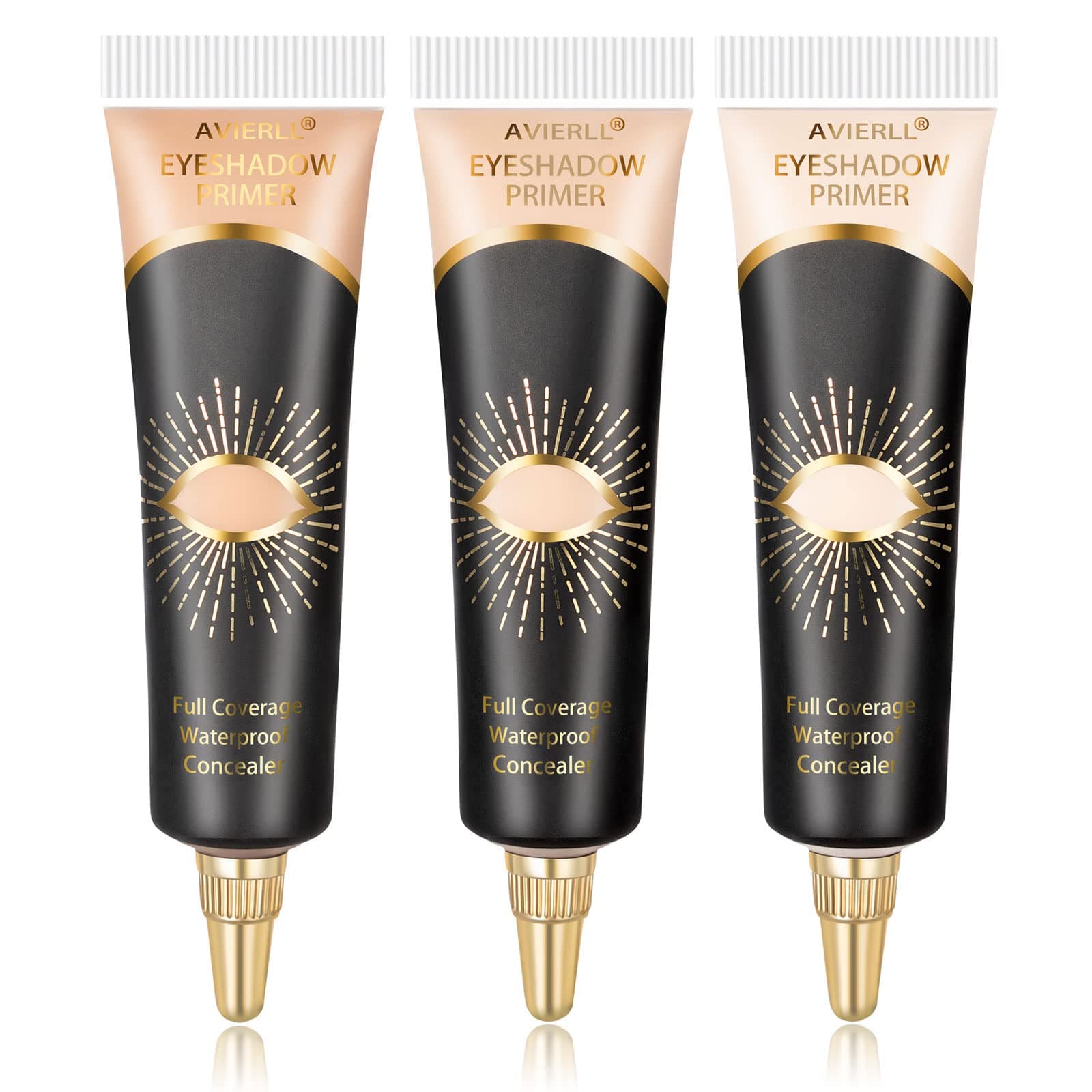 AVIERLL Eyeshadow Primer,Eye Primer,Makeup Primer Long Lasting Cream Eyeshadow Base,Primer Face Makeup,Full Coverage Waterproof Concealer 3 Colors -0.40 fl oz (IVORY+MEDIUM+WHEAT)