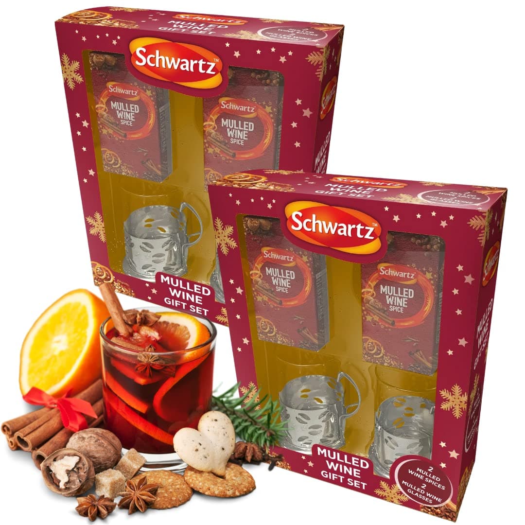 Mulled spice - schwartz mulled wine sachets - mulled wine gift set with mulled wine glasses christmas - 2 X mulled wine gifts schwartz spices set - mothers day - fathers day