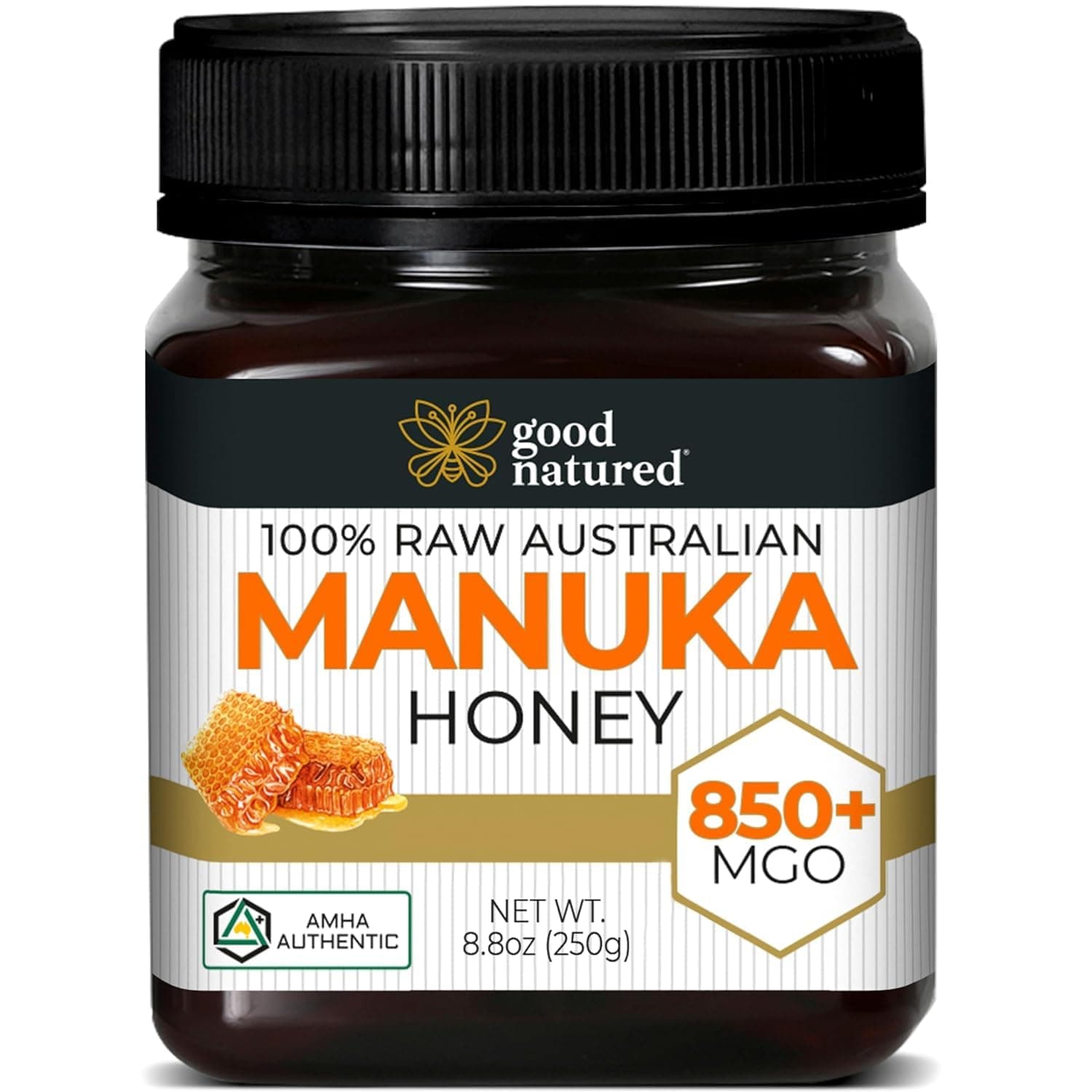 Good Natured Manuka Honey (MGO 850+) - High Grade Raw Manuka Honey Medical Grade, Non-GMO, Lab-Tested & AMHA Certified, BPA-free, 8.8 oz