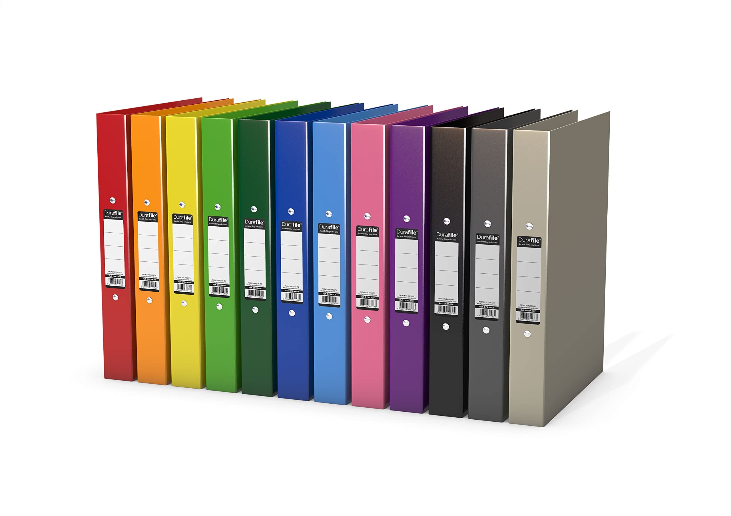 Ring Binder A4 Files, Vibrant Assorted Colours, Pack of 10 Folders, Heavy Duty Board Construction Folders for Paperwork Ring Binder, Ideal Folder Organiser for School, Home & the Office