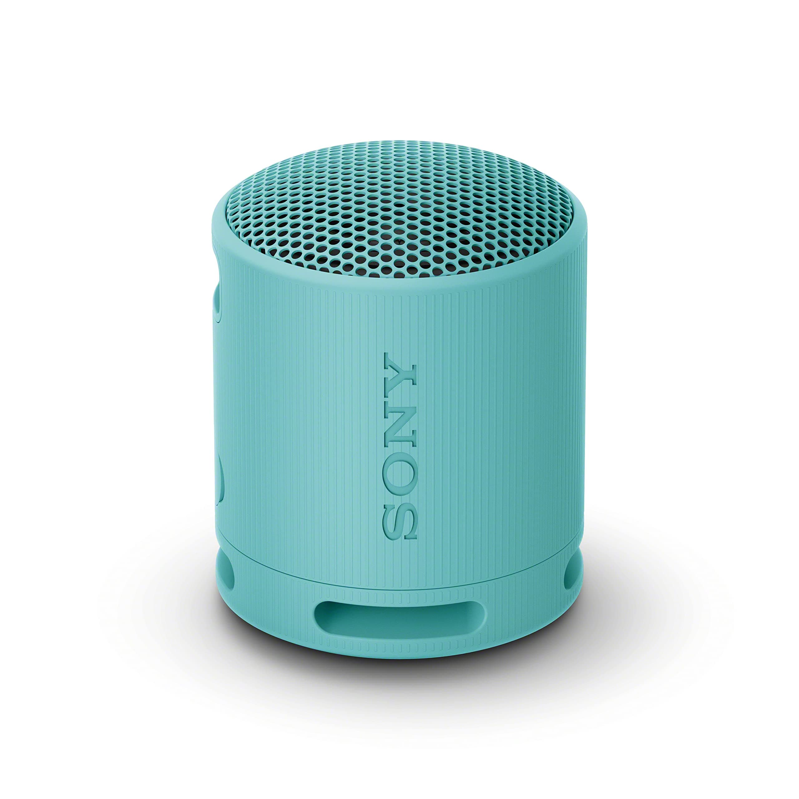 Sony SRS-XB100 Wireless Bluetooth Portable Lightweight Super-Compact Travel Speaker, Durable IP67 Waterproof & Dustproof Shower Speaker, 16 Hour Battery, Versatile Strap, & Hands-free Calling, Blue