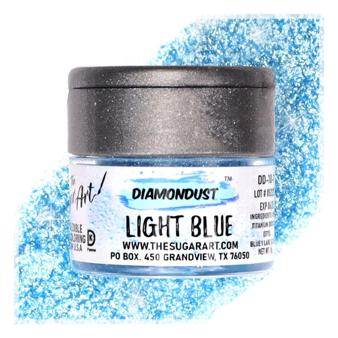 Light Blue Edible Glitter for Drinks, Cocktails, Cake Decorating, Strawberries, Chocolates & More | No Taste | 4g | 100% Food-Safe | Kosher, Vegan, Gluten & Nut Free | DiamonDust by The Sugar Art