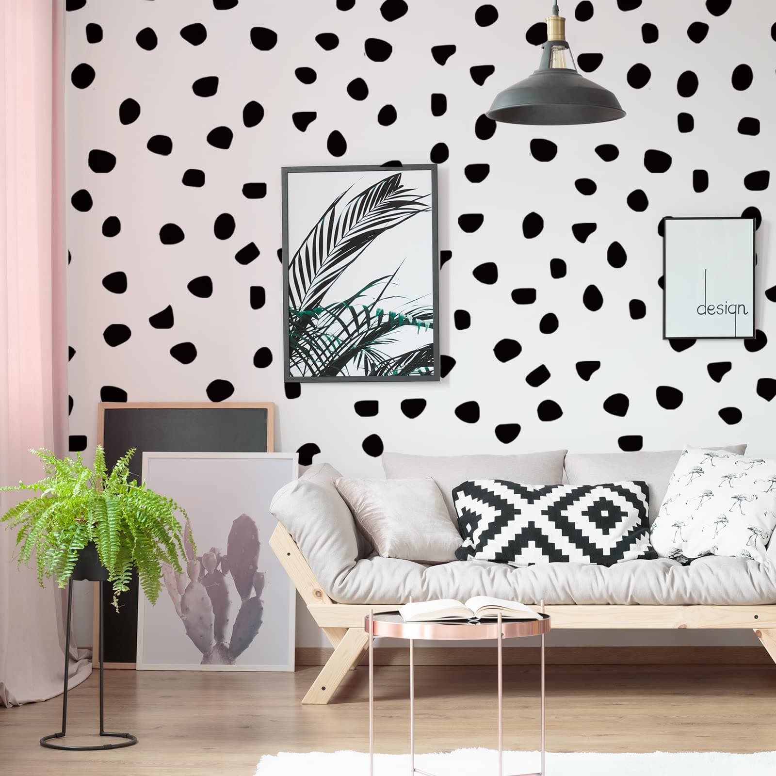 500 Pieces Irregular Polka Black Dots Boho Headboard Sticker Vinyl Nursery Wall Decals Wall Decor Peel and Stick Dot Wallpaper Sticker for Kids Baby Girl Bedroom Home Classroom Decoration