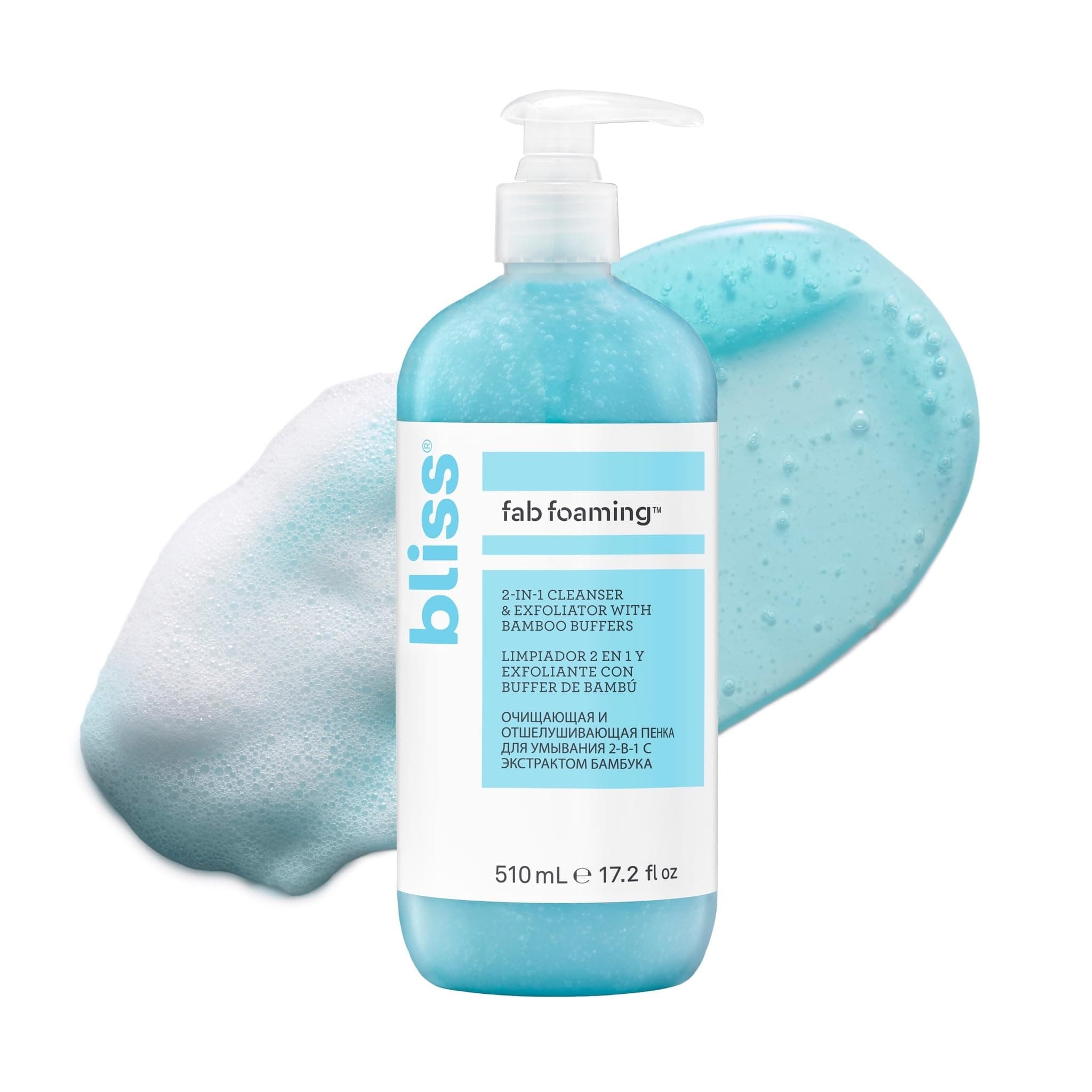 Bliss | Fab Foaming - 2 in 1 cleanser | Exfoliator with Bamboo Buffers | 510mL