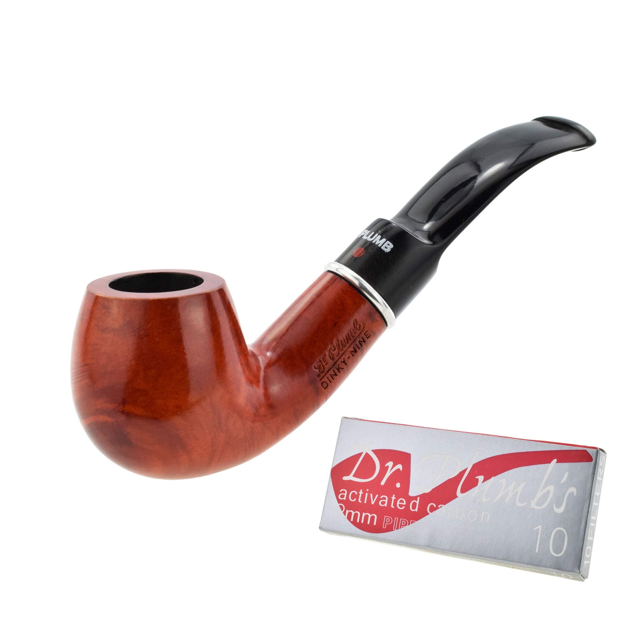 4518 - Dr Plumb Dinky 9mm Briar Pipe - Orange (inc 10 filters)