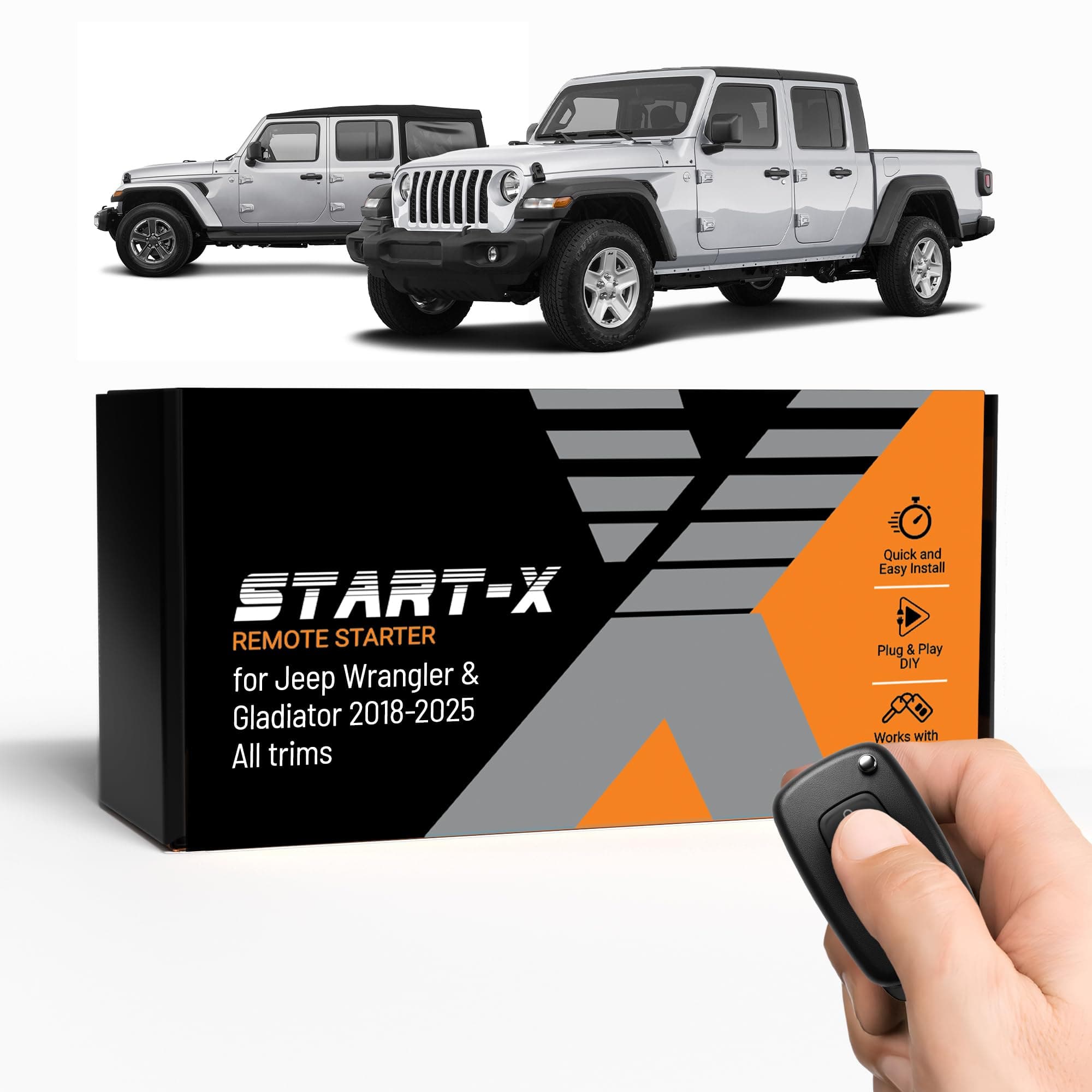 Start-X Remote Starter Kit for Jeep Wrangler & Gladiator Push to Start (All Trims) 2018-2021 Plug & Play || 3X Lock to Remote Start || 10 Minute Install