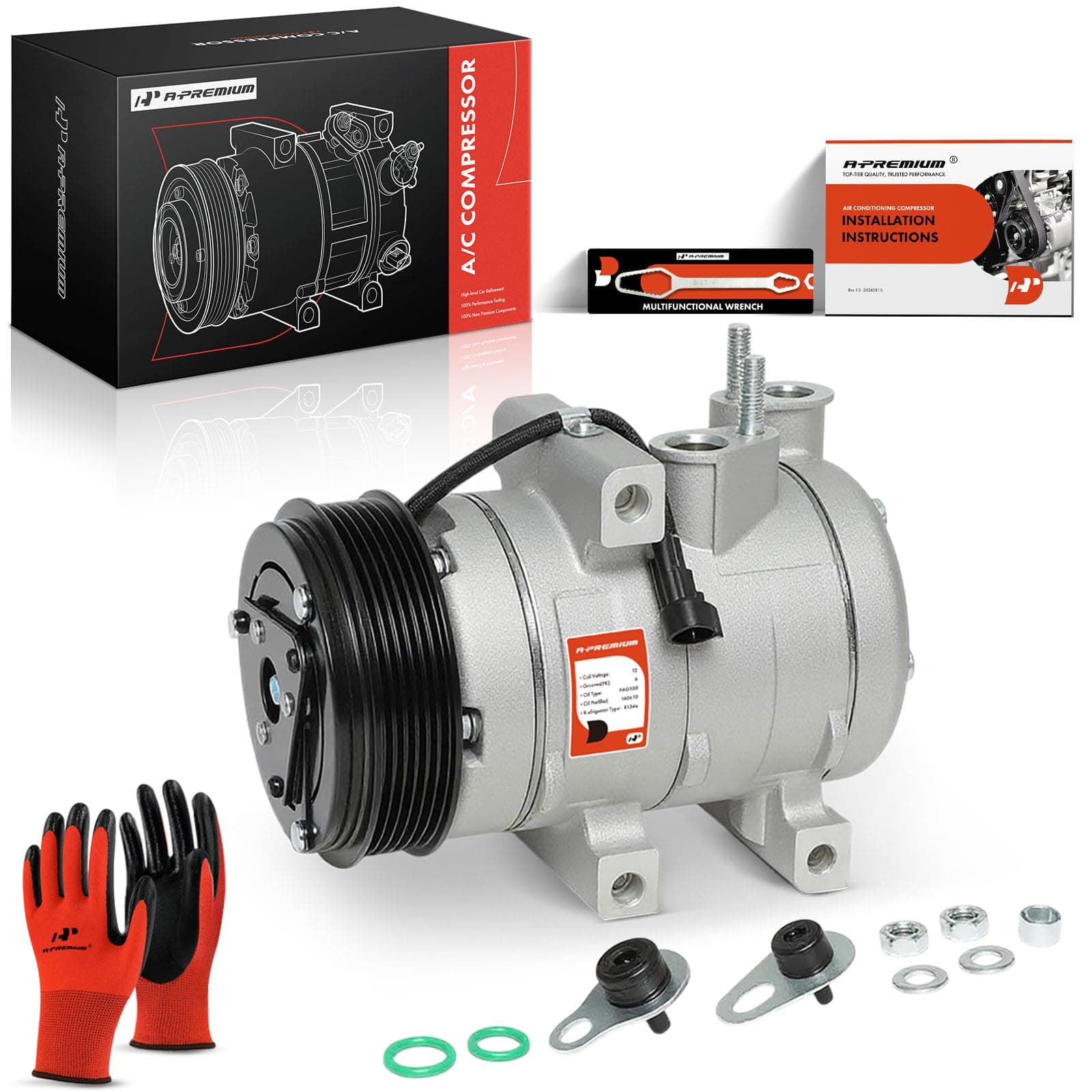 A-Premium Air Conditioner AC Compressor with Clutch Compatible with Ford Explorer 2006-2010, Crown Victoria & Lincoln Town Car & Mercury Grand Marquis, Mountaineer