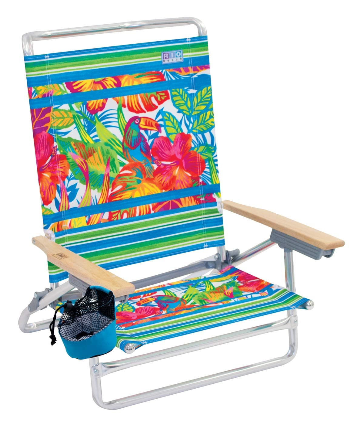 Rio Beach Classic 5 Position Lay Flat Folding Beach Chair - Toucan Florals