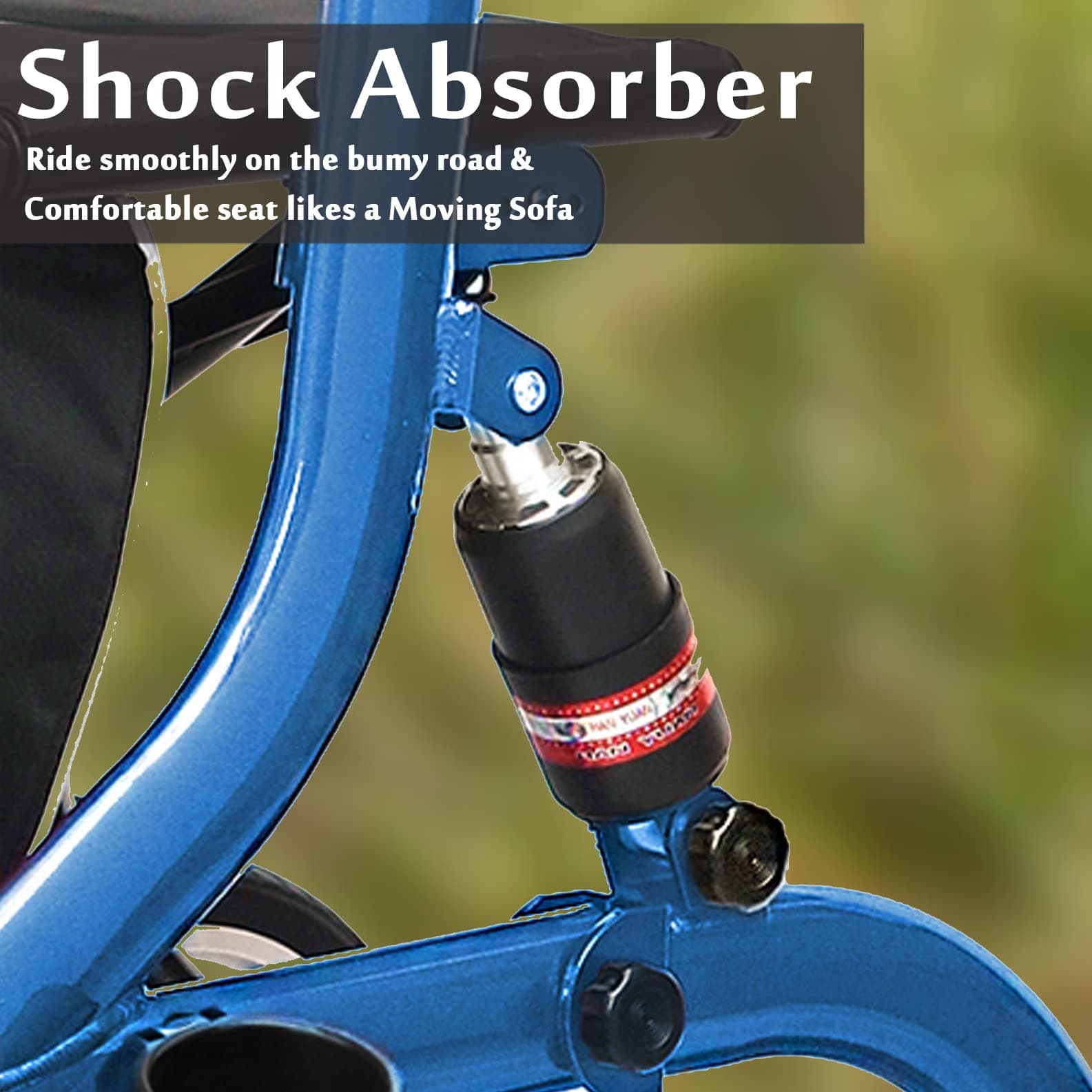 Winlove Rollator Walkers for Seniors-Folding Rollator with Seat and 10-inch All Terrain Wheels-Medical Rolling Walker Aluminium Frame with Suspension Spring and Thick Seat-Lightweight,Blue