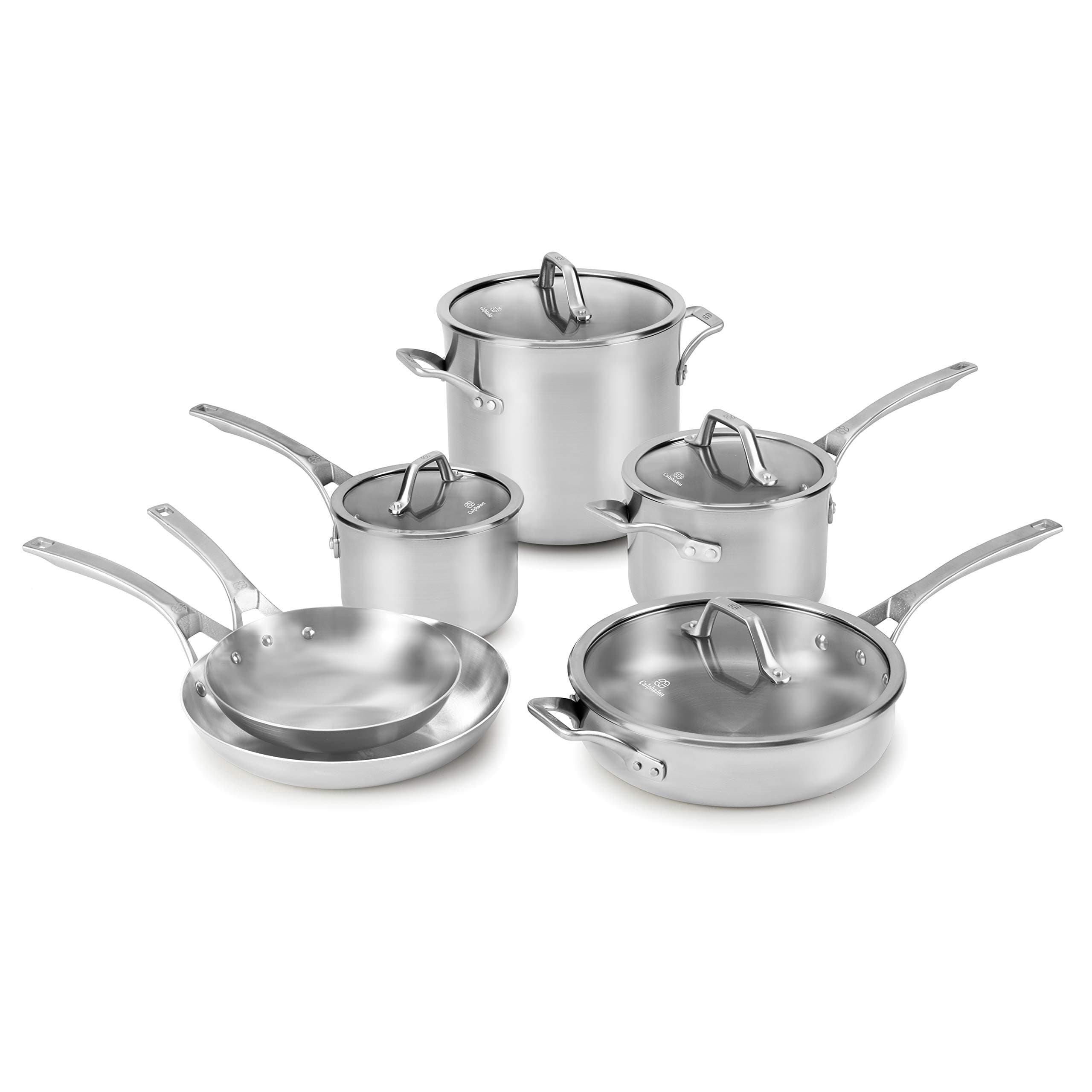 Signature 10 Piece Set|Stainless Steel Cookware, Silver