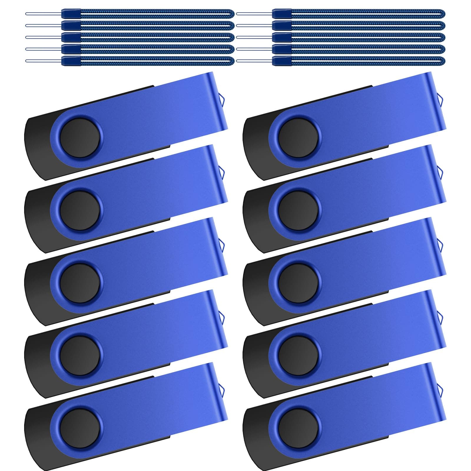 Kepmem 2GB USB Flash Drive Pack of 10 Swivel Bulk Thumb Drives 2 GB Memory Stick Swivel USB Stick Blue USBDrive Portable Pendrive USB2.0 Jump Zip Drive Data Storage for Sewing Machine