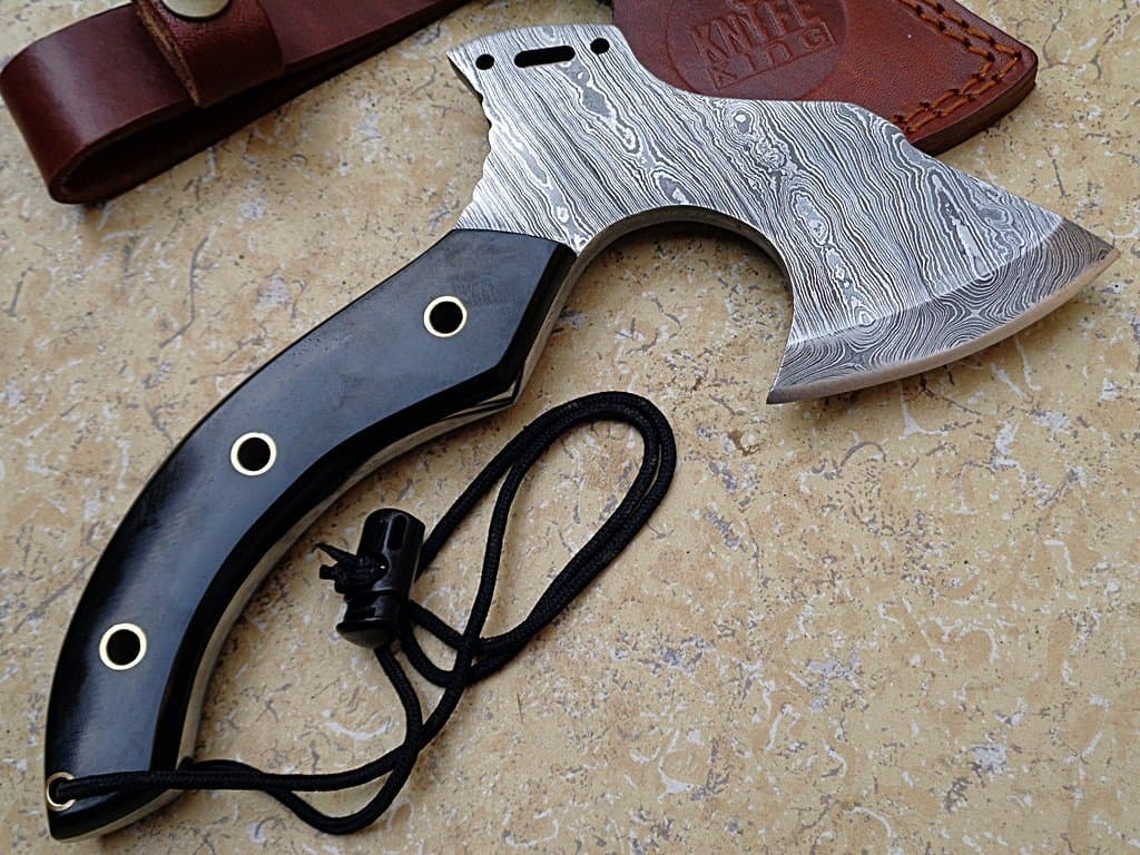 Knife King Premium Custom Damascus Handmade Axe. Full Tang. Comes with a Sheath.