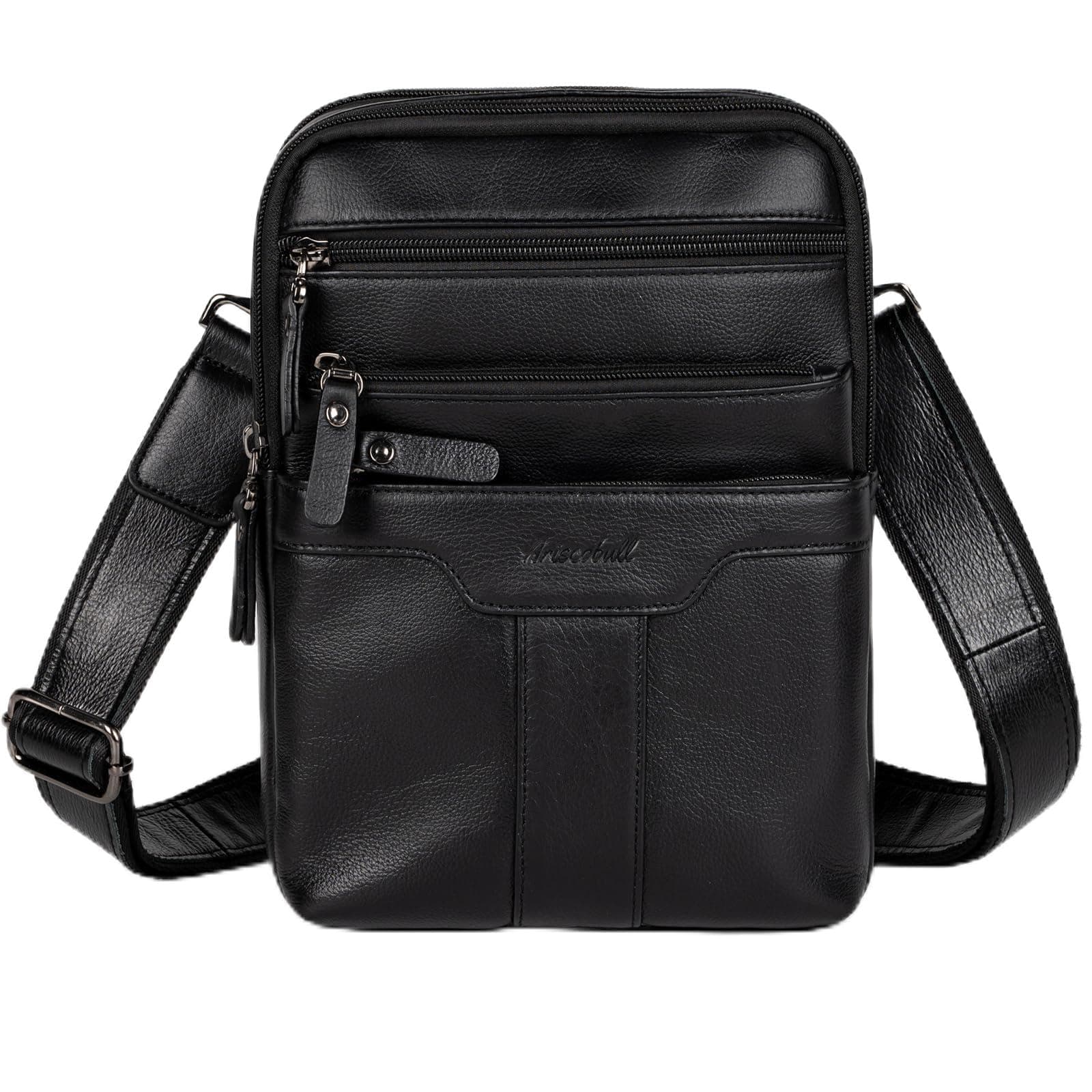 Leather Messenger Bag for Men, Small Leather Sling Shoulder Bag Messenger Pack for Men, Man Purse