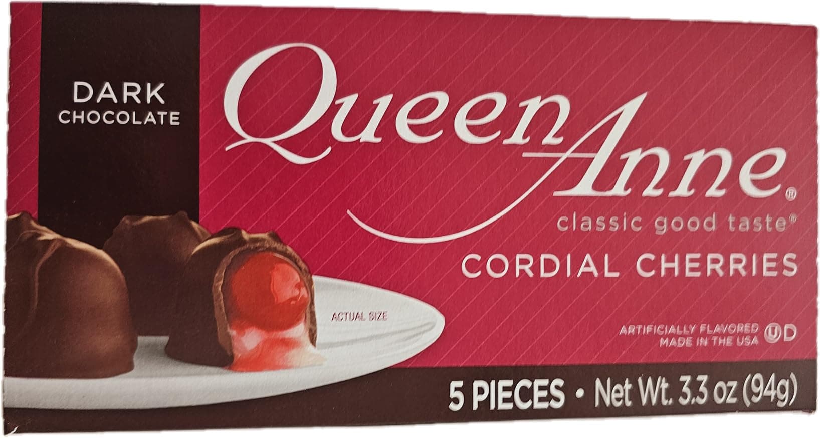 Queen Ann Cordial Cherries Dark Chocolate, 3.3 Oz
