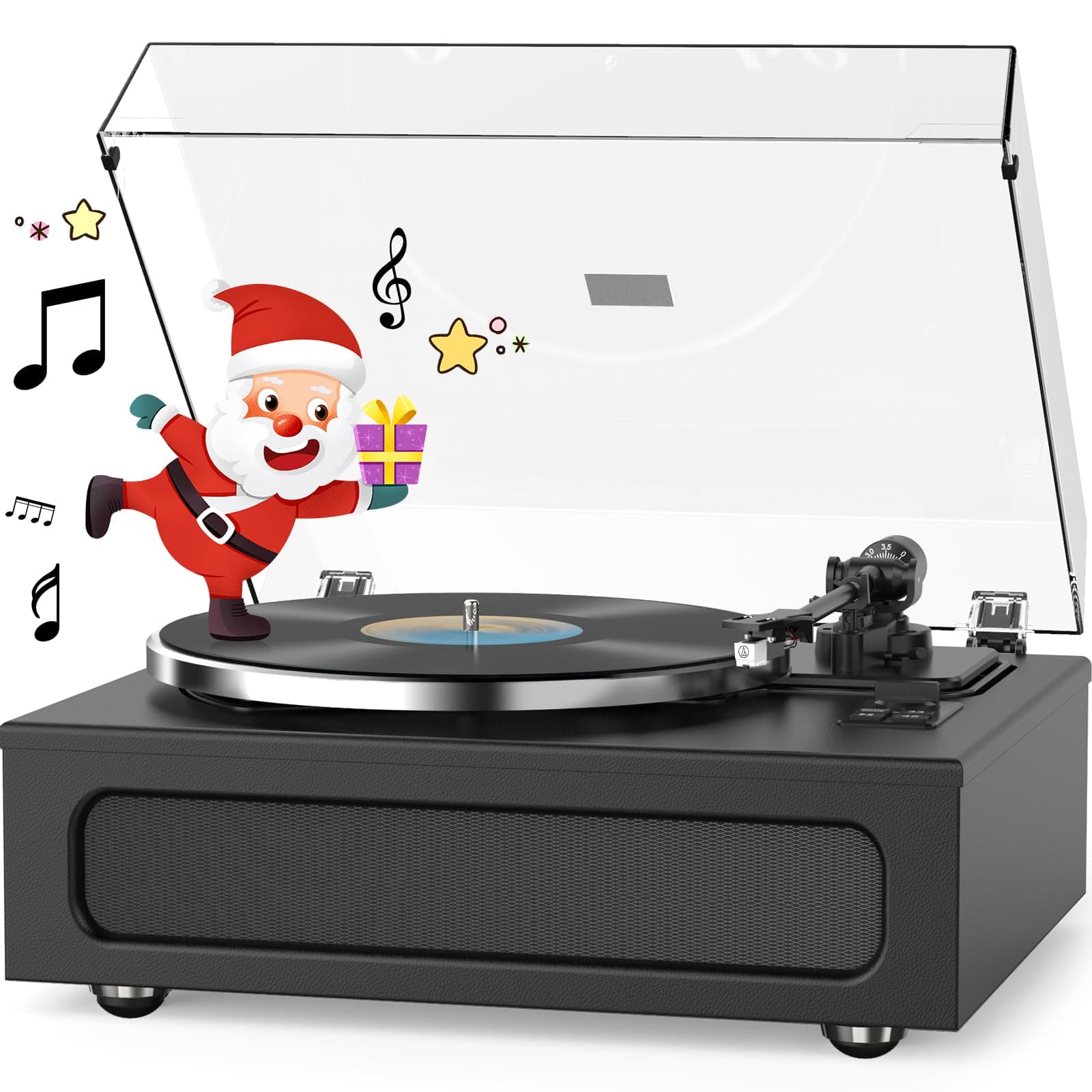 - Vinyl Record Player All-in-1 LP Turntable Built-in Four Speakers HiFi Belt Drive System with Phono Preamp ATN-3600L MM Cartridge BT Wireless Aux-in RCA Line Out Auto Off Black Classic Edition