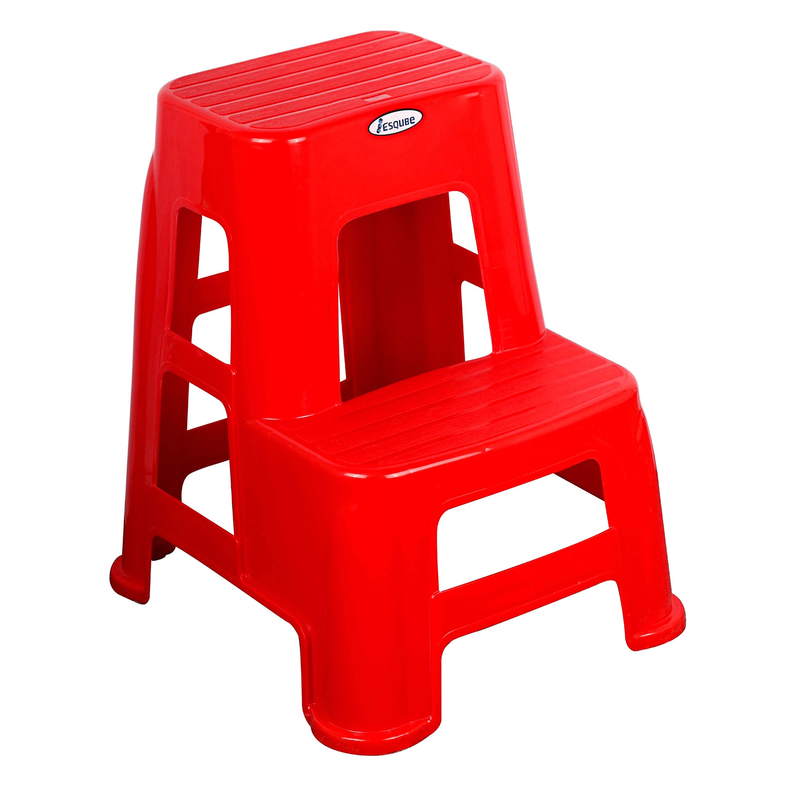 ESQUBE® Plastic Ladder Step Stool Red Color