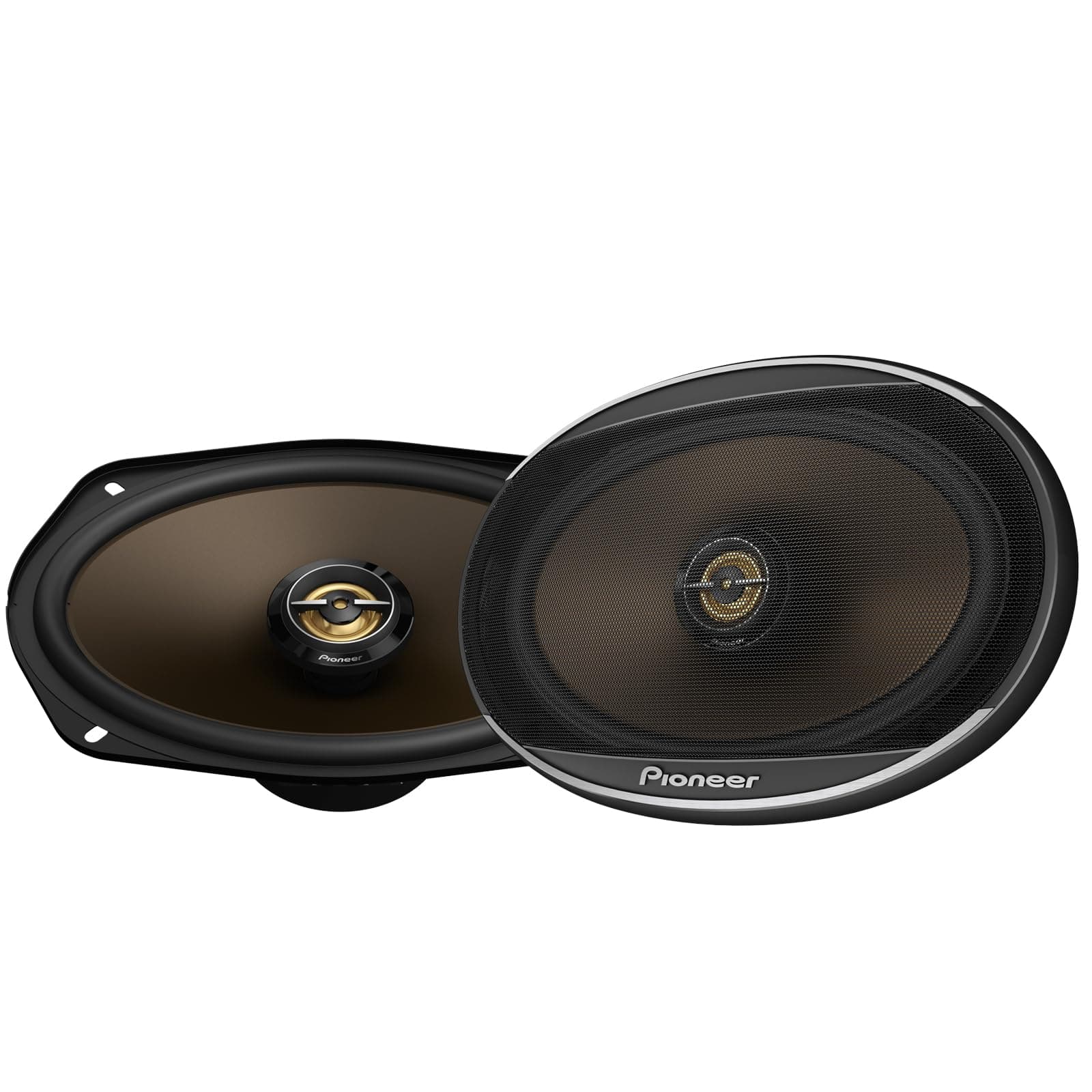 A-Series MAX TS-A693FH, 2-Way Coaxial Car Audio Speakers, Full Range, Clear Sound Quality, Easy Installation and Enhanced Bass Response, Full Gold Colored 6” x 9” Oval Speakers