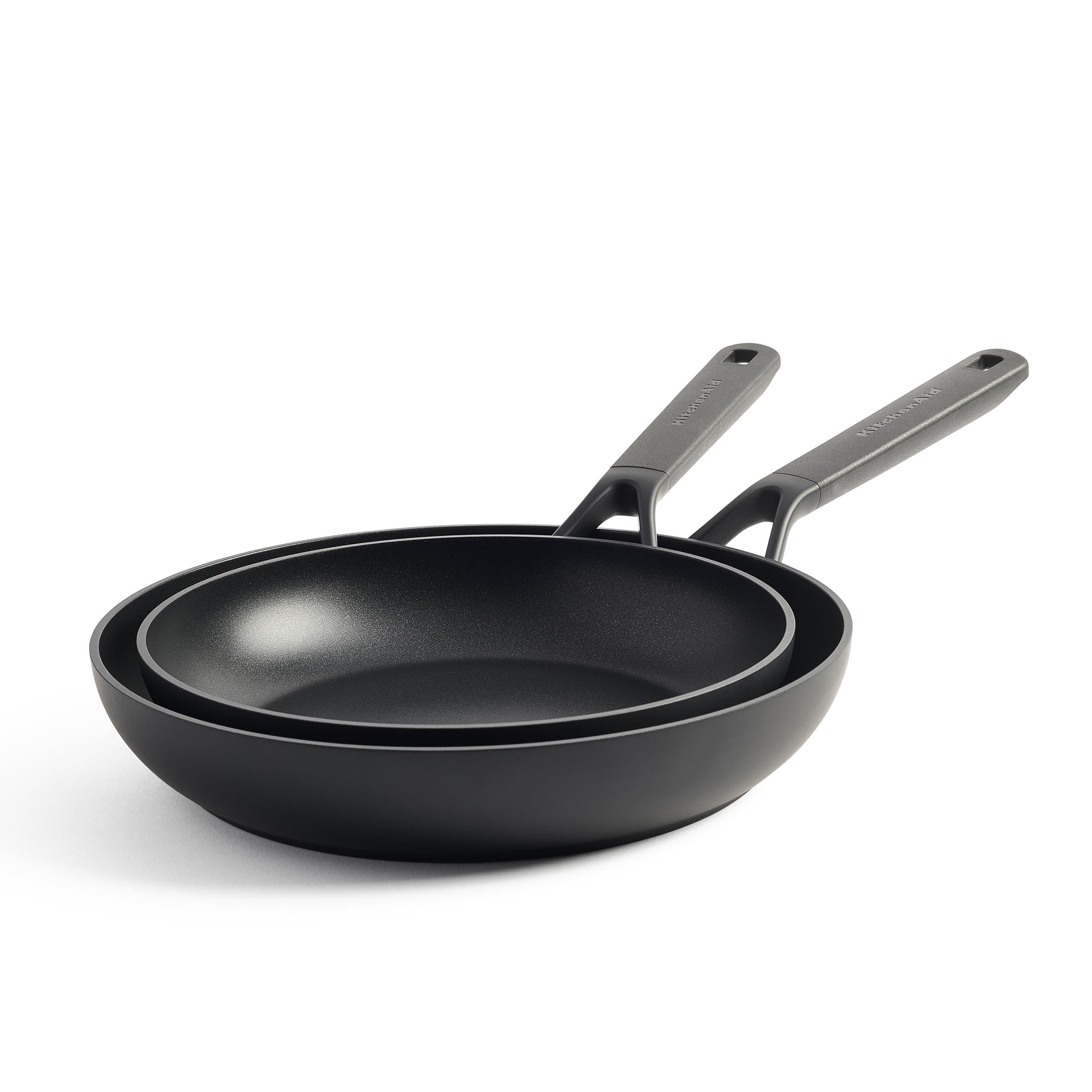 KitchenAid Classic Forged Hard Anodized PFAS-Free Ceramic Non-Stick, 24 cm and 28 cm Frying Pan Set, Induction, Oven Safe,Black