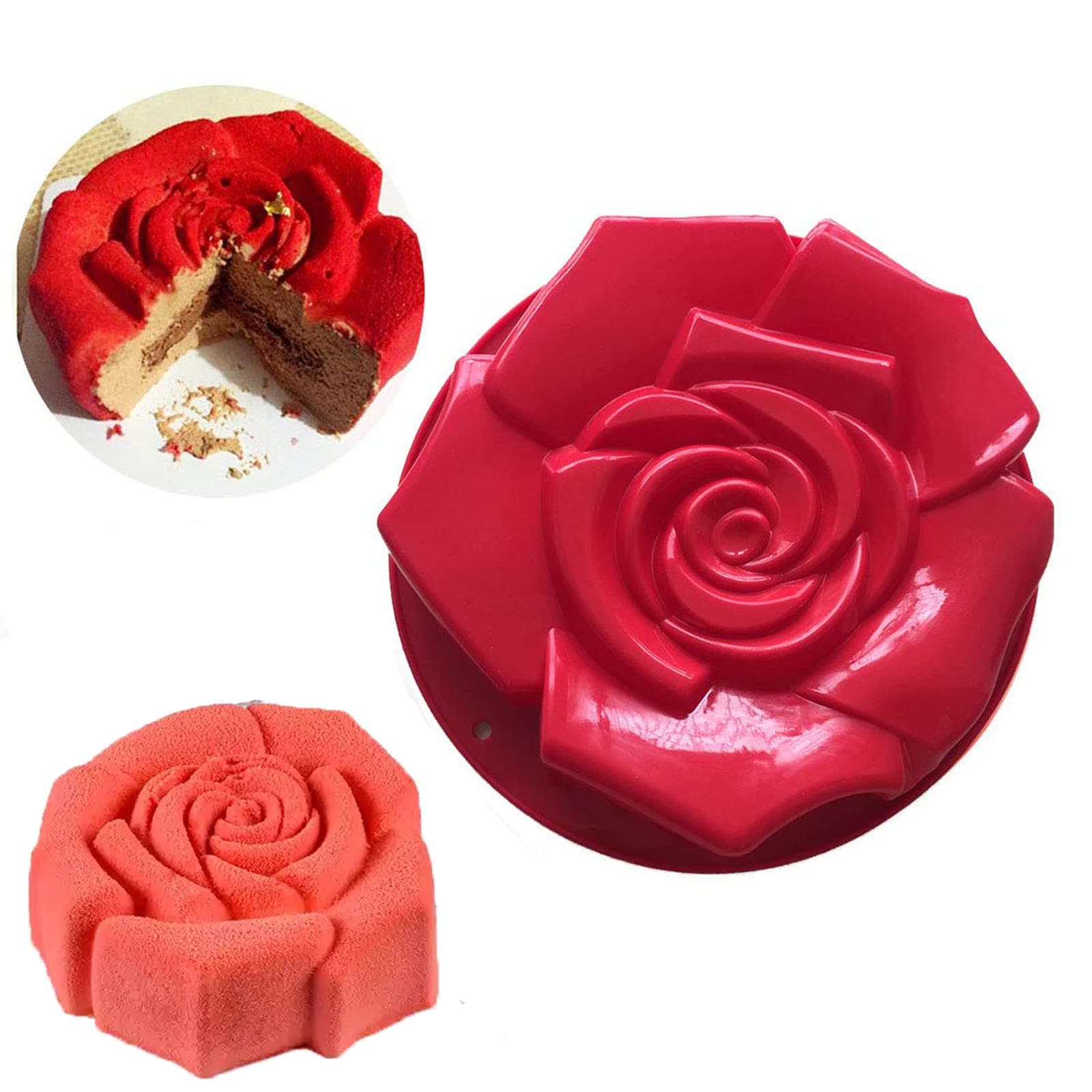 - Joyeee 11.8'' Rose Flower Cake Mold Pan, Silicone Baking Mold for Birthday Cake, Muffin, Bread, Pie, Flan, Tart, Mousse, Cheesecake - Non-Stick Baking Trays - Great For Parties, Holidays