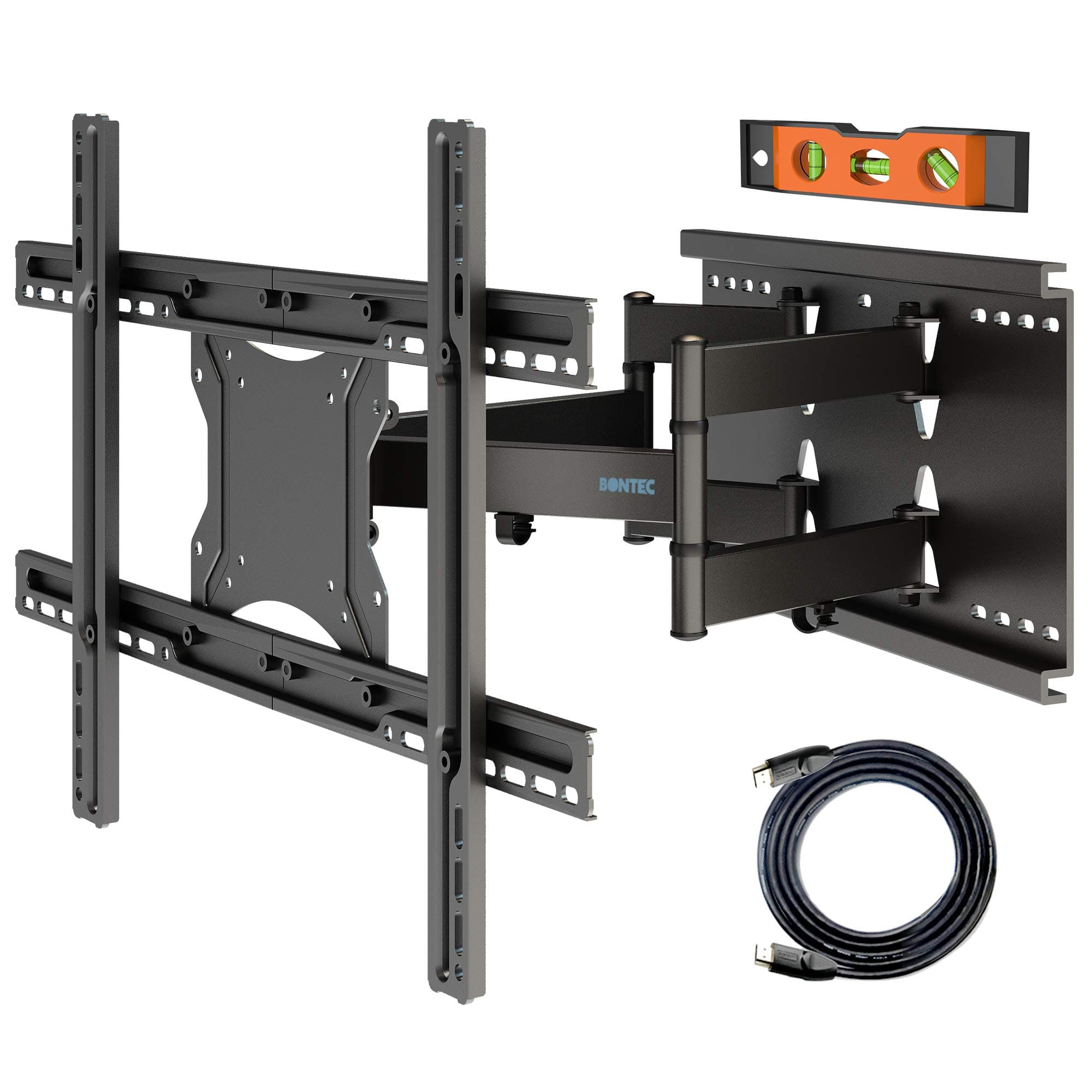 BONTEC Full Motion TV Wall Mount for 37-85 inch LED LCD OLED Flat Curved Screen TVs, Max VESA 600x400mm, Swivel Tilt TV Bracket, Heavy Duty Articulating 6 Arms up to 144LBS, Fits 8/12/16" Wood StudRecycled Claim Standard Blended