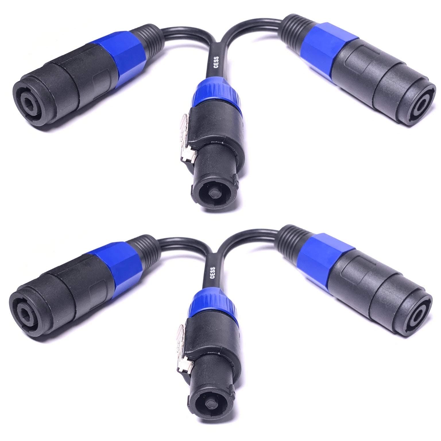CESS-132 Speakon Splitter Cable, Speak-on Break Out for Speaker Cable, 2 Pack (1-Male to 2-Female)