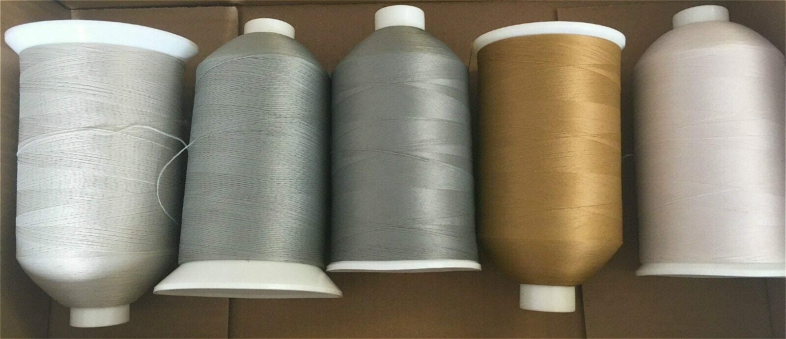 5 Reels Mixed Neutrals Bulk 80s Nylon Wooly Overlocking Sewing Thread 7000m