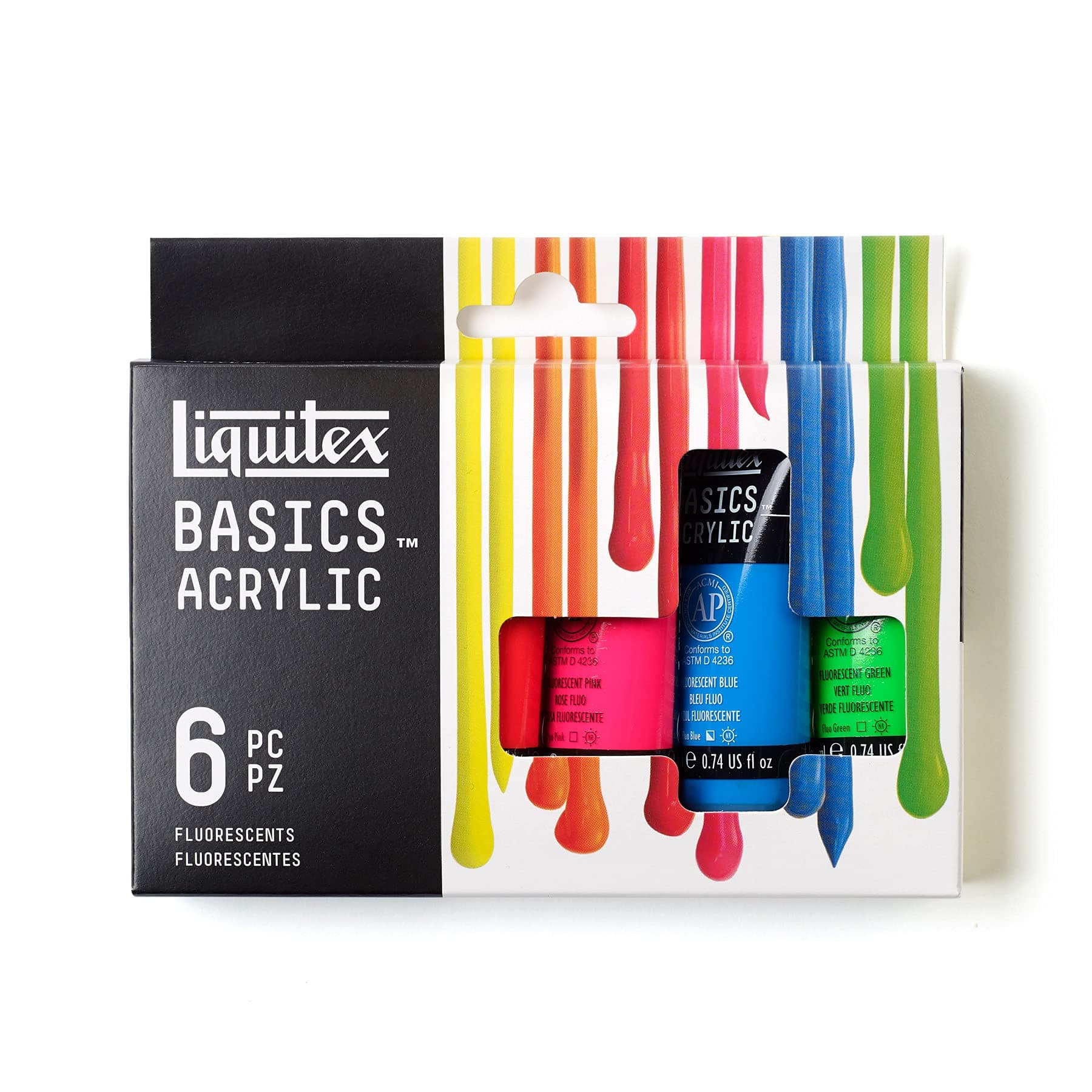 Liquitex BASICS Acrylic Paint Set, 6 x 22ml (0.74-oz) Tube Paint Set, Fluorescent